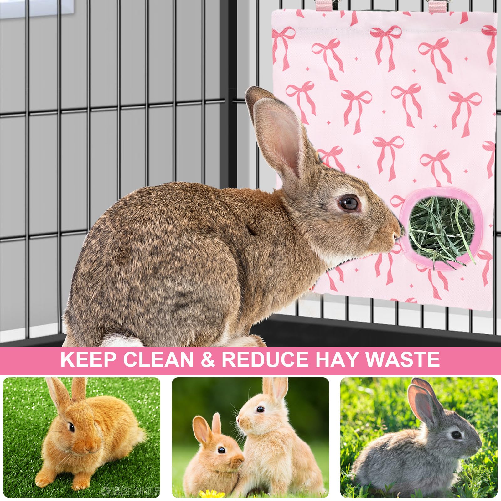 JarThenaAMCS lapin tirant le foin du sac, accès facile et propre