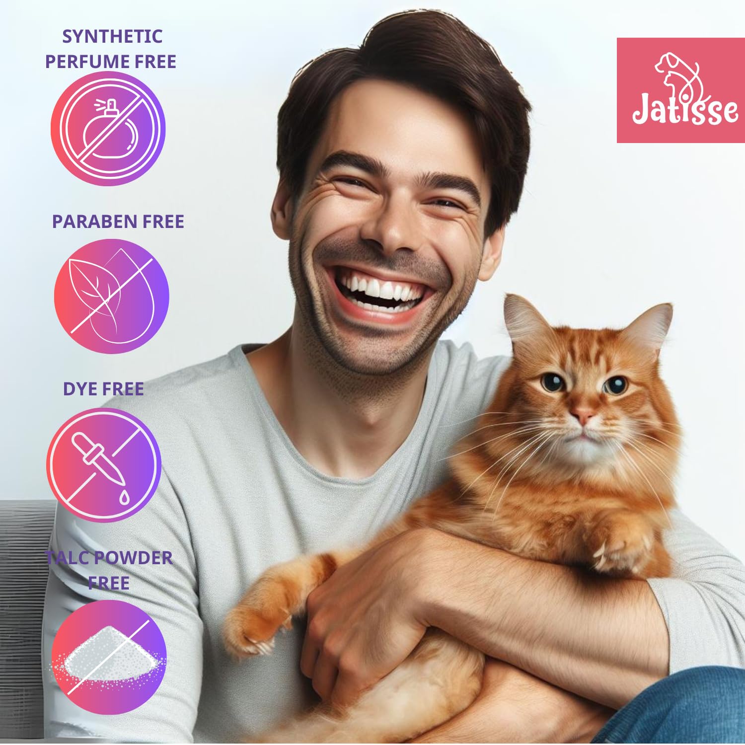 jatisse application sur chat en utilisation pour un nettoyage sans eau apaisant