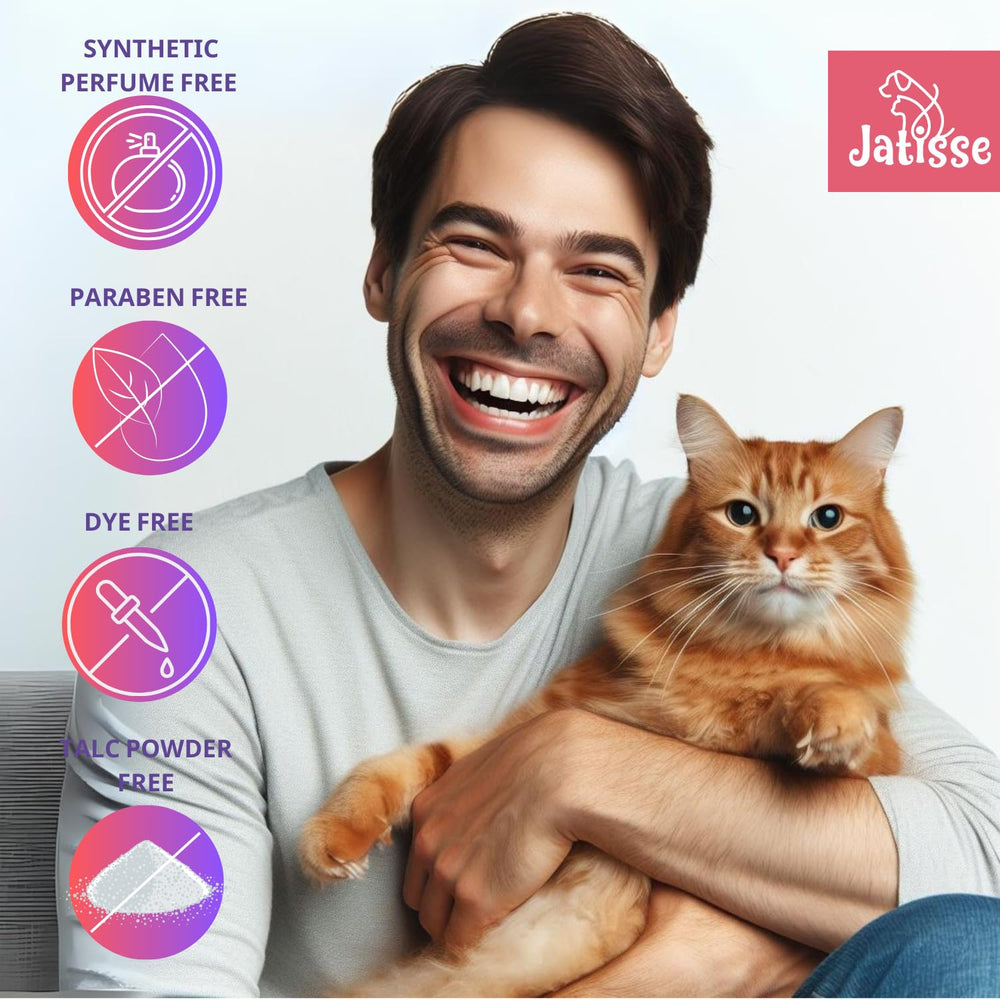 jatisse application sur chat en utilisation pour un nettoyage sans eau apaisant