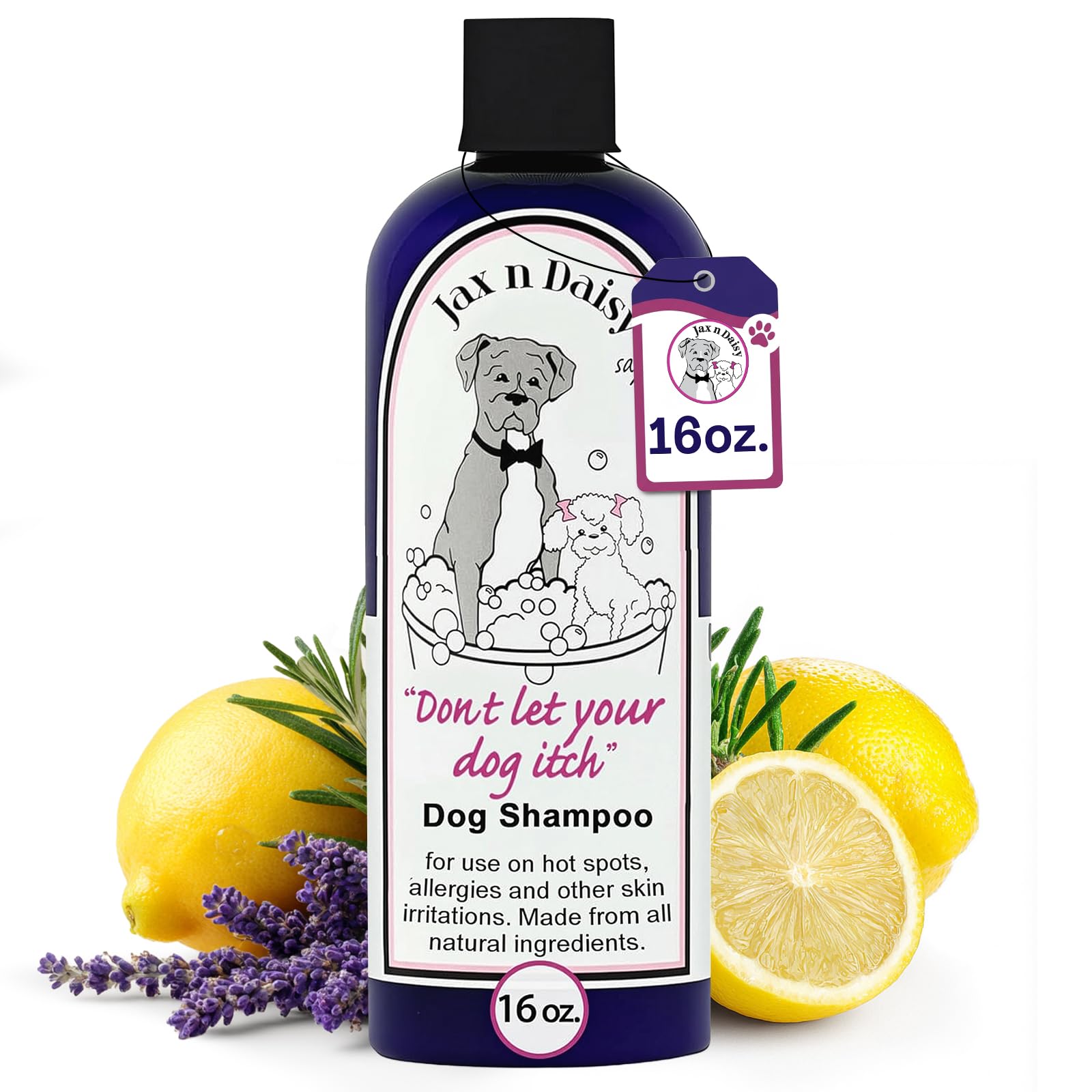 Jax n Daisy bouteille face montrant l'étiquette, facilite le choix du produit