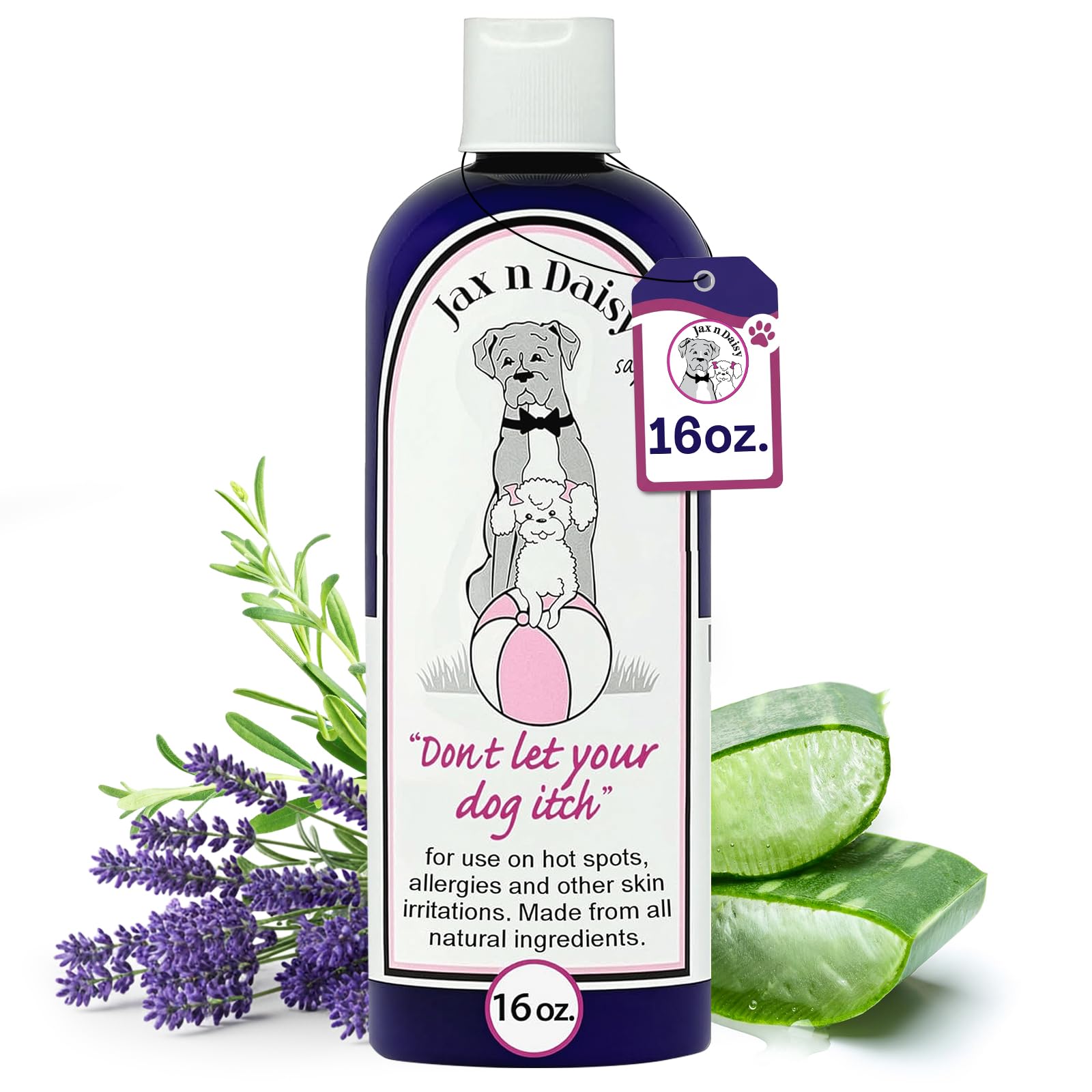 Jax N Daisy lotion flacon devant montrant packaging et soulagement rapide