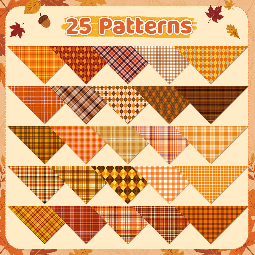Jeere assortiment de motifs plaid et argyle aux tons automnaux, style chaleureux pour Thanksgiving