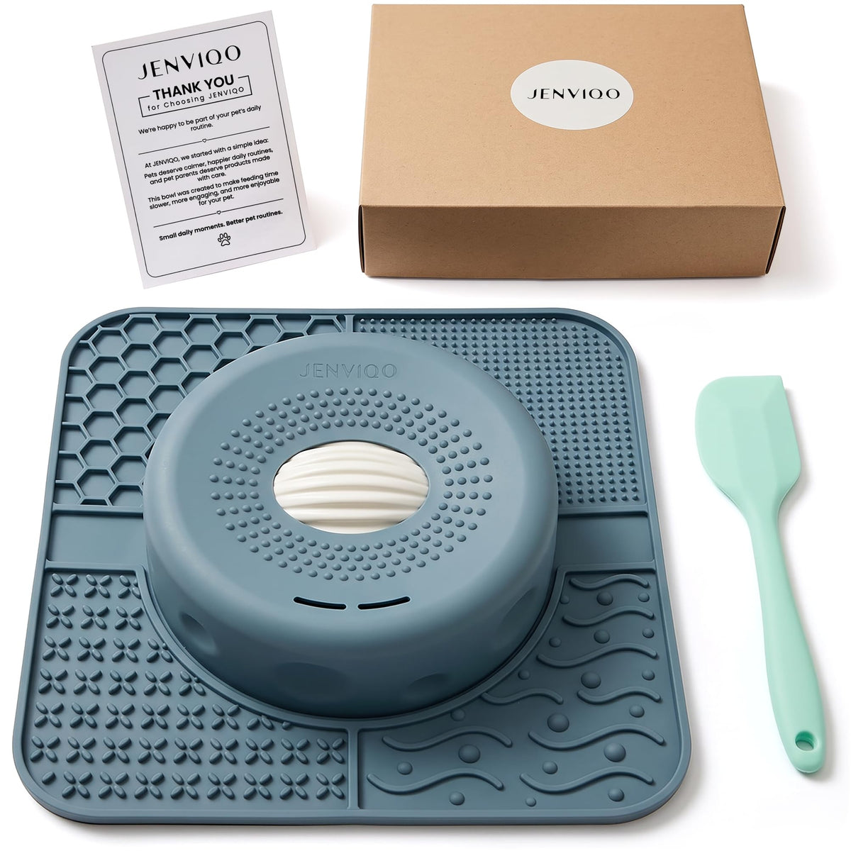 JENVIQO vue avant de la gamelle 2‑en‑1 pour repas plus calmes