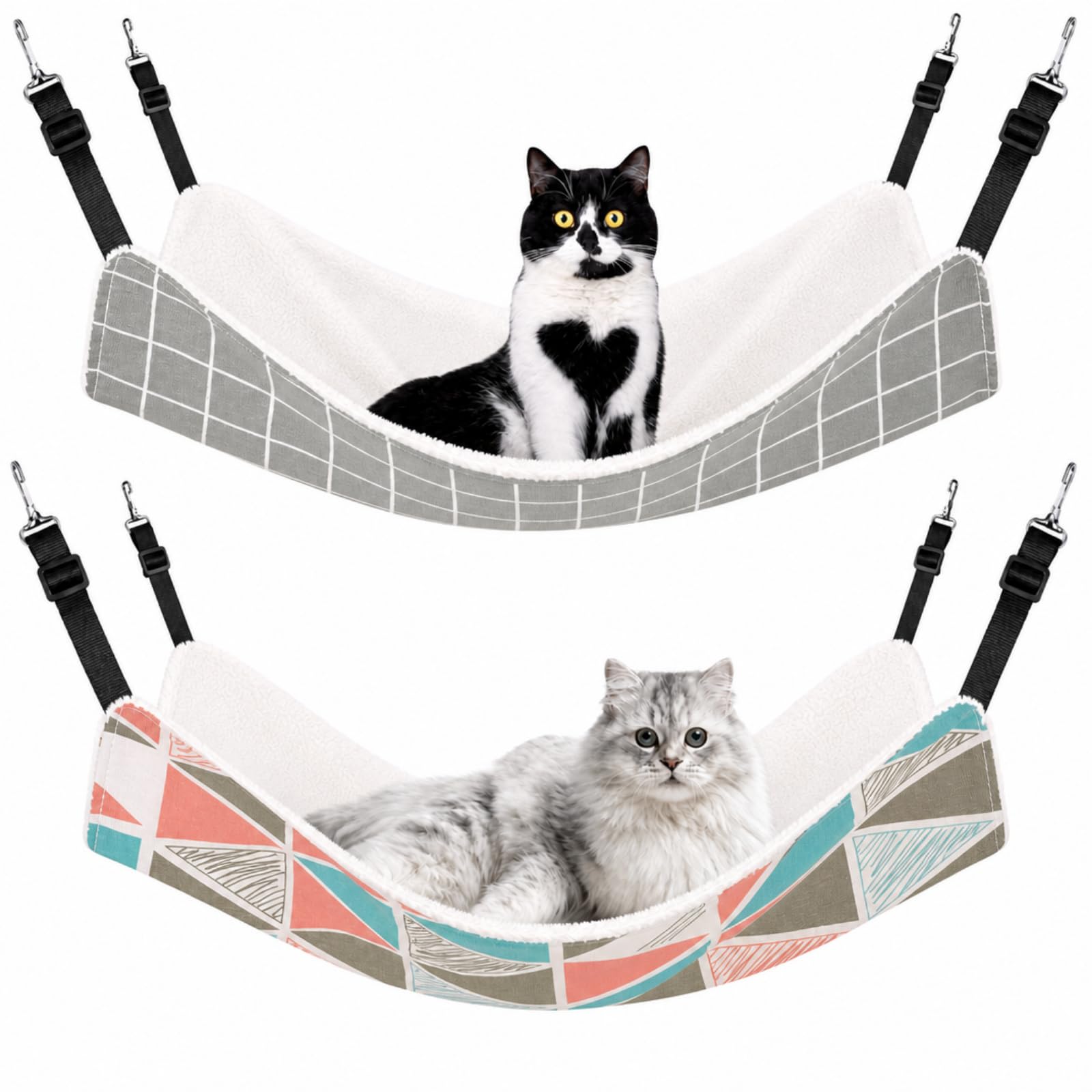 Hamac Jetec face avant avec motif géométrique, confort visible pour chat