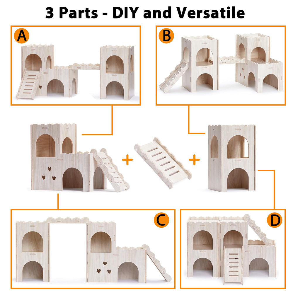 Jevnd intérieur avec deux cachettes offrant espaces séparés pour hamsters