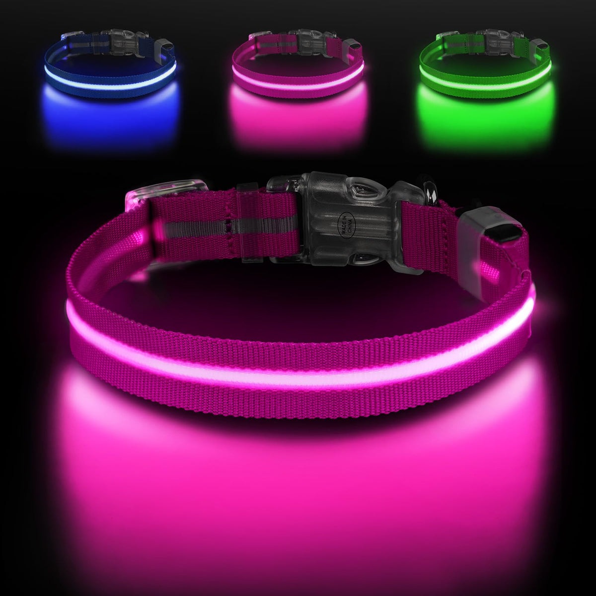 Jewyow collier LED face avant montrant visibilité accrue pour promenades