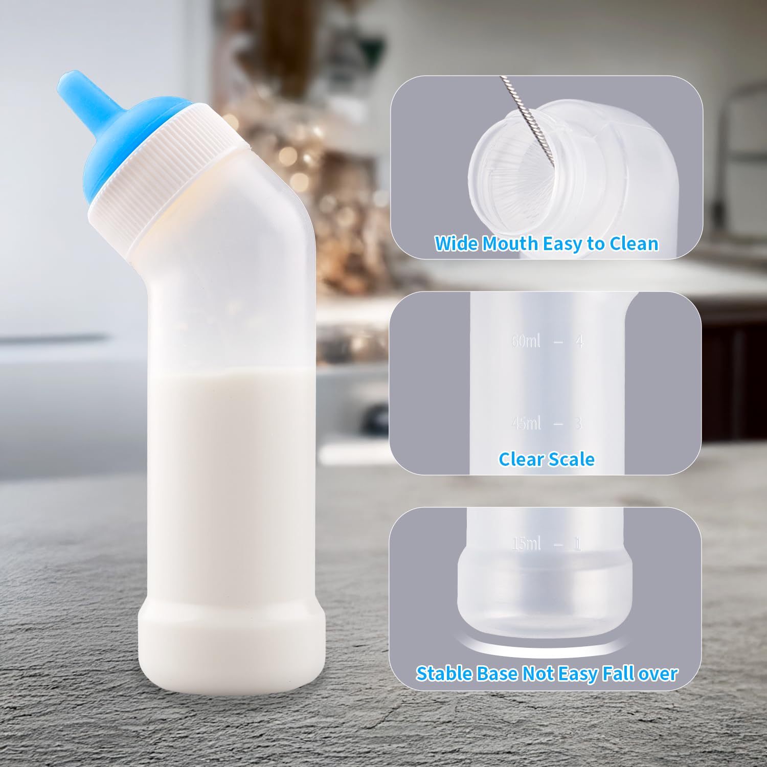 Jiaxix comparaison taille biberon versus main humaine, scale pratique pour dosage