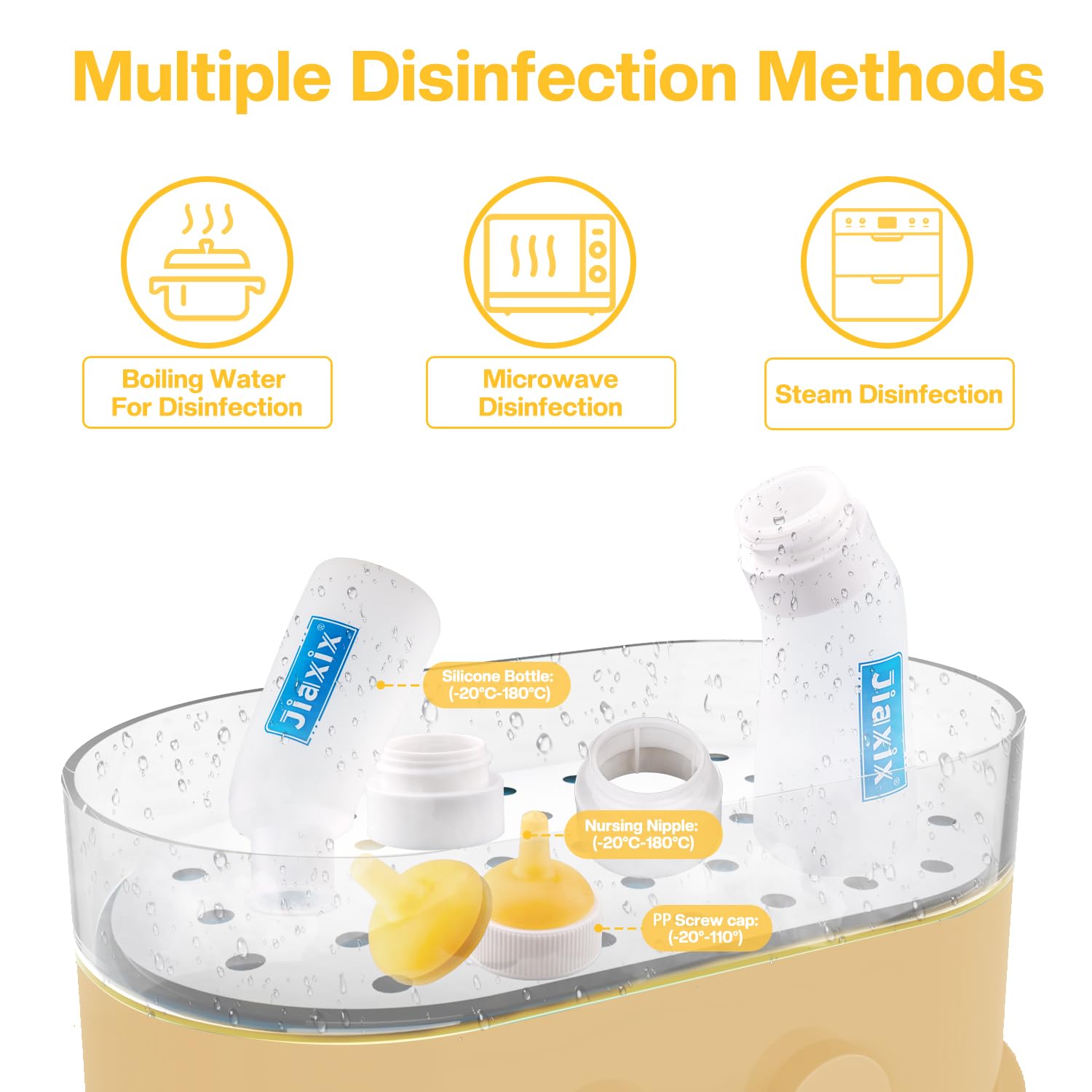 Jiaxix biberon démonté pour nettoyage, facilite stérilisation et hygiène