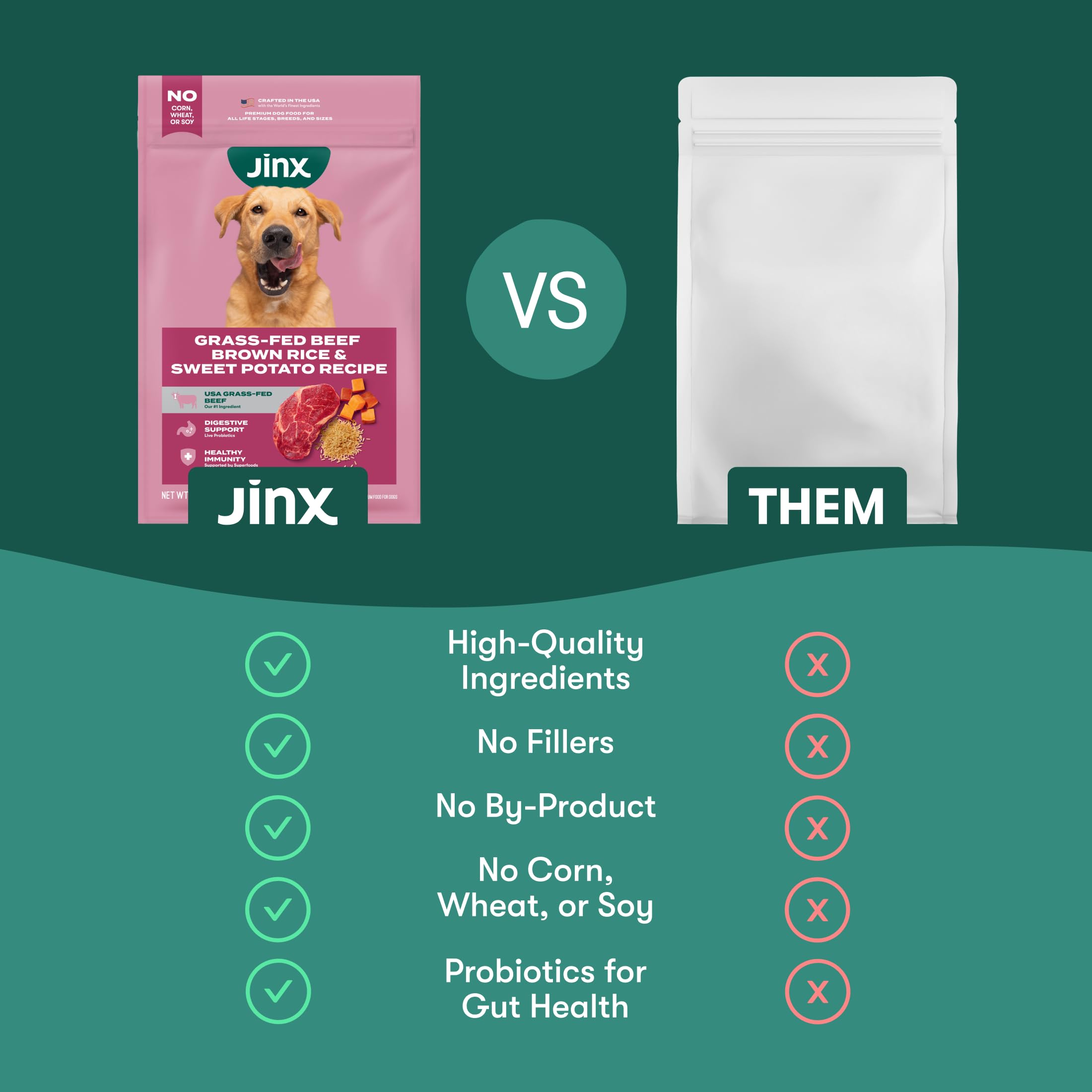 Jinx comparaison taille croquette pour mastication adaptée