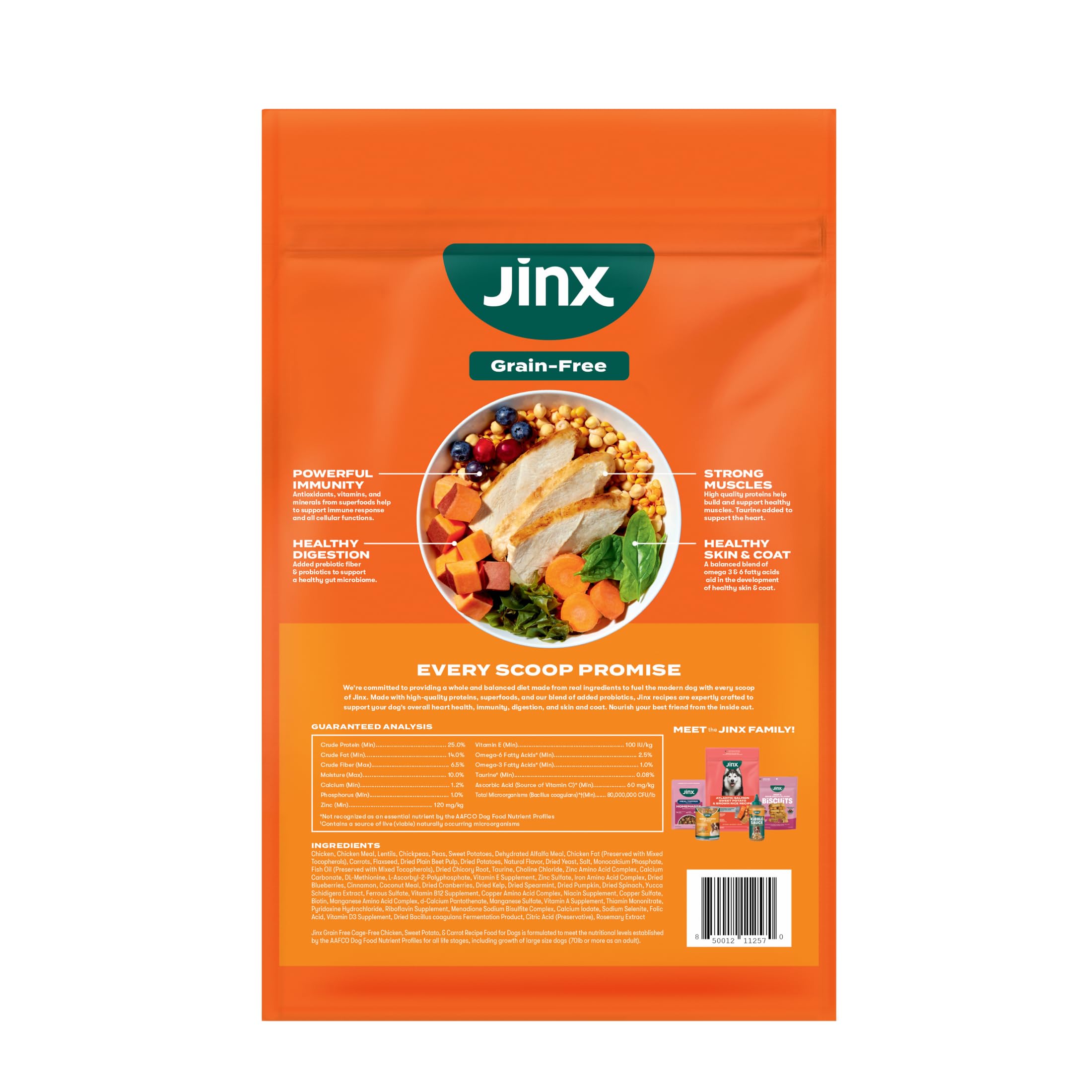 Jinx emballage ouvert avec croquettes visibles montrant fraîcheur et qualité