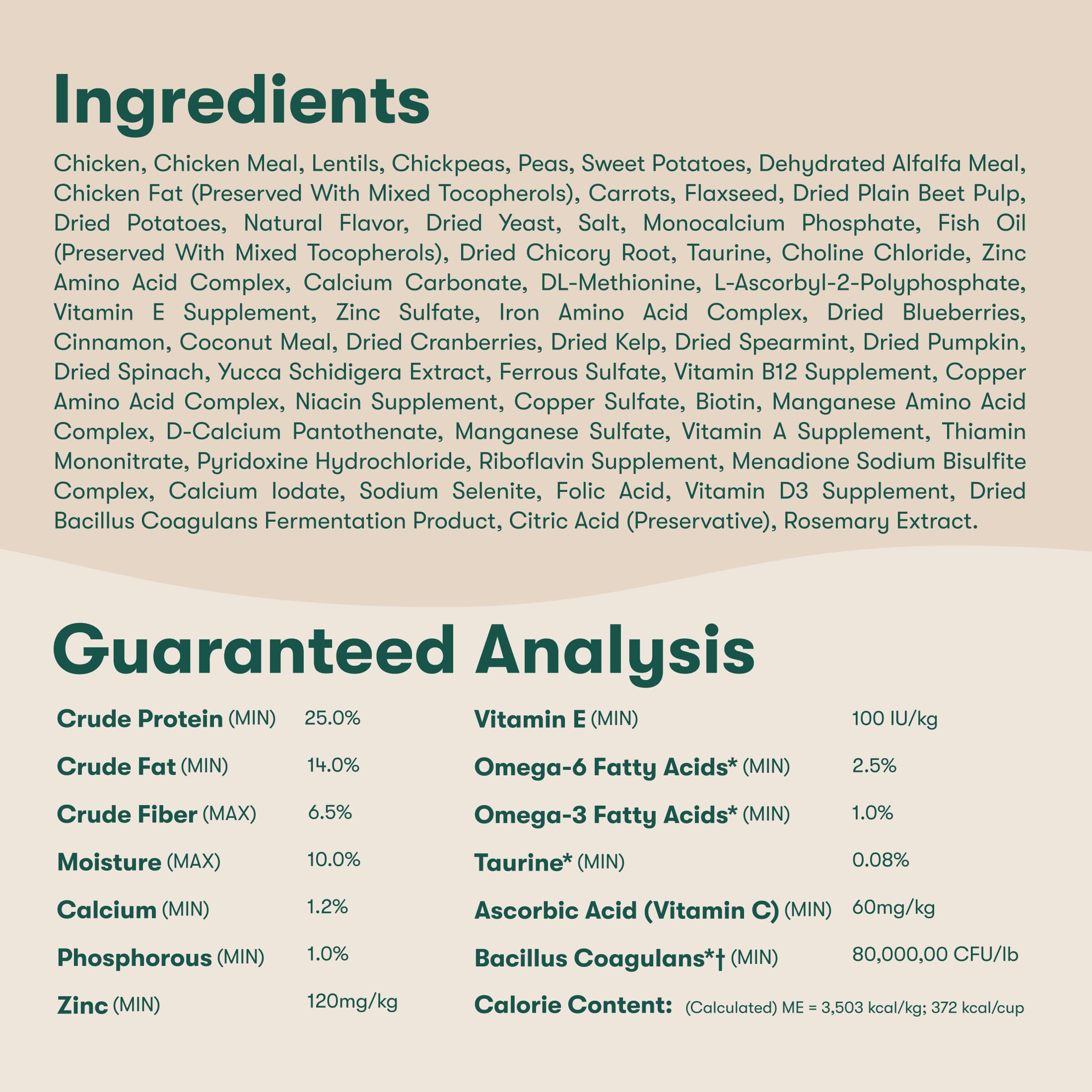 Jinx label ingredients mettant en avant ingrédients propres et provenance USA