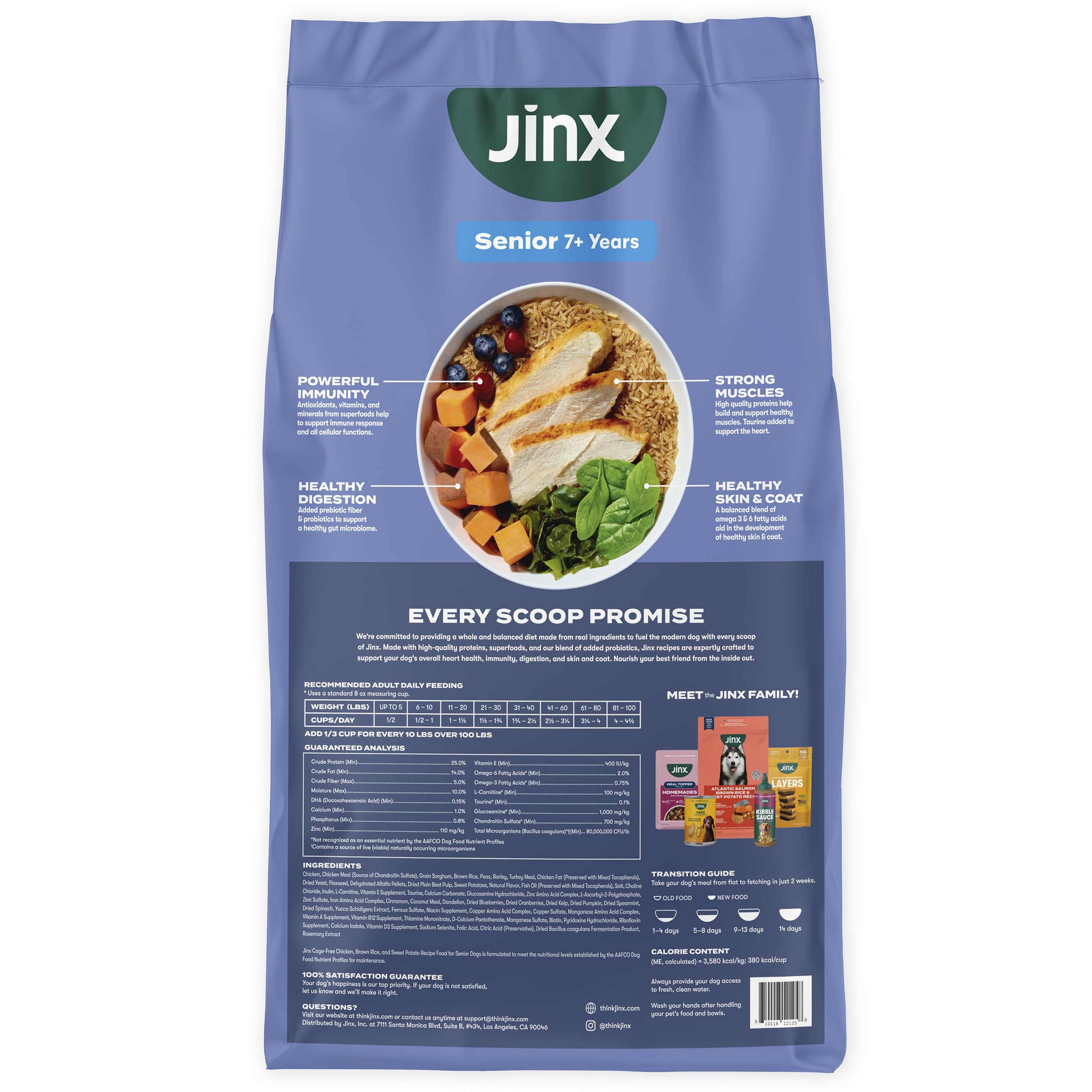 Jinx riz brun gros plan indiquant glucides digestes et support intestinal