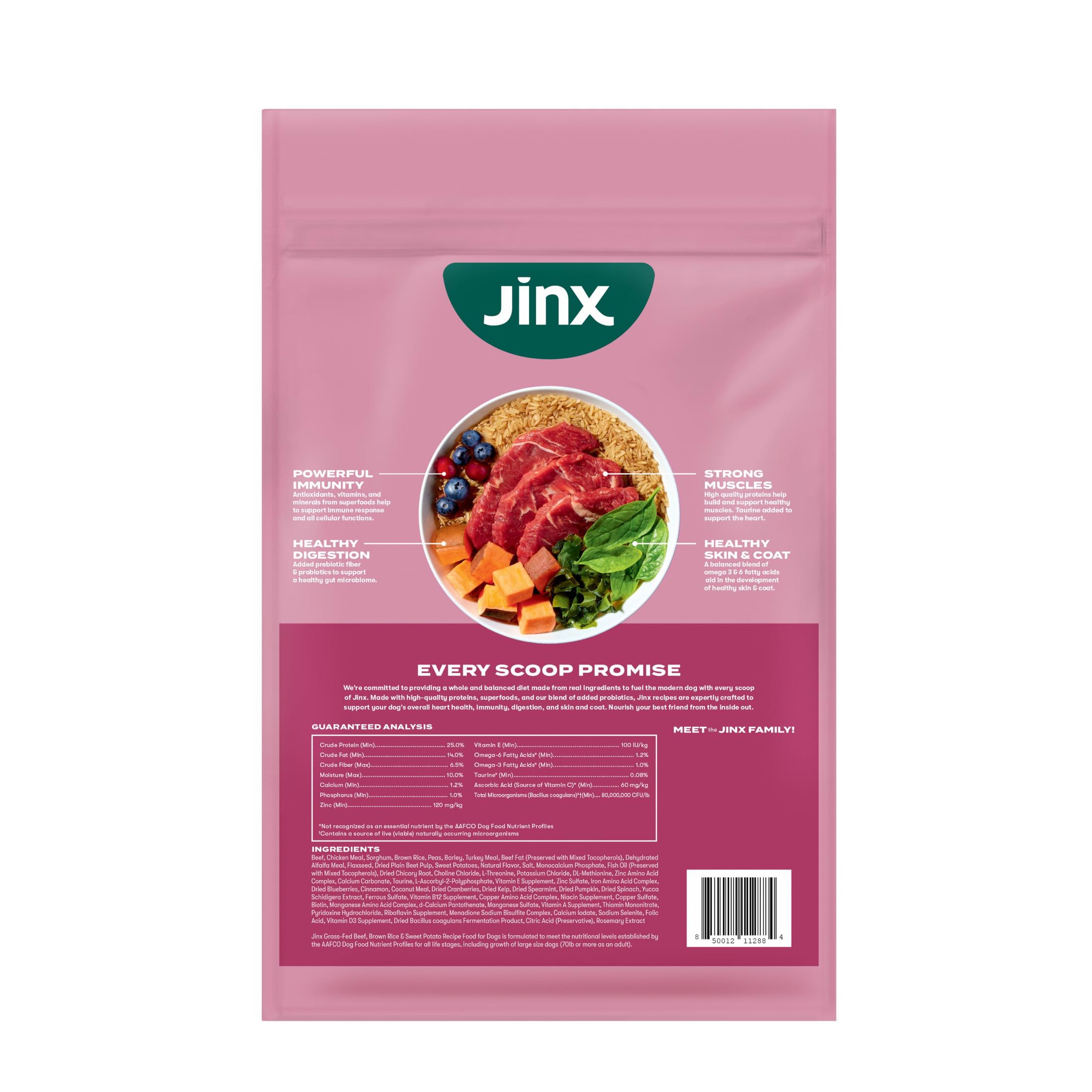 Jinx sachet ouvert montrant remplissage et aspect des croquettes