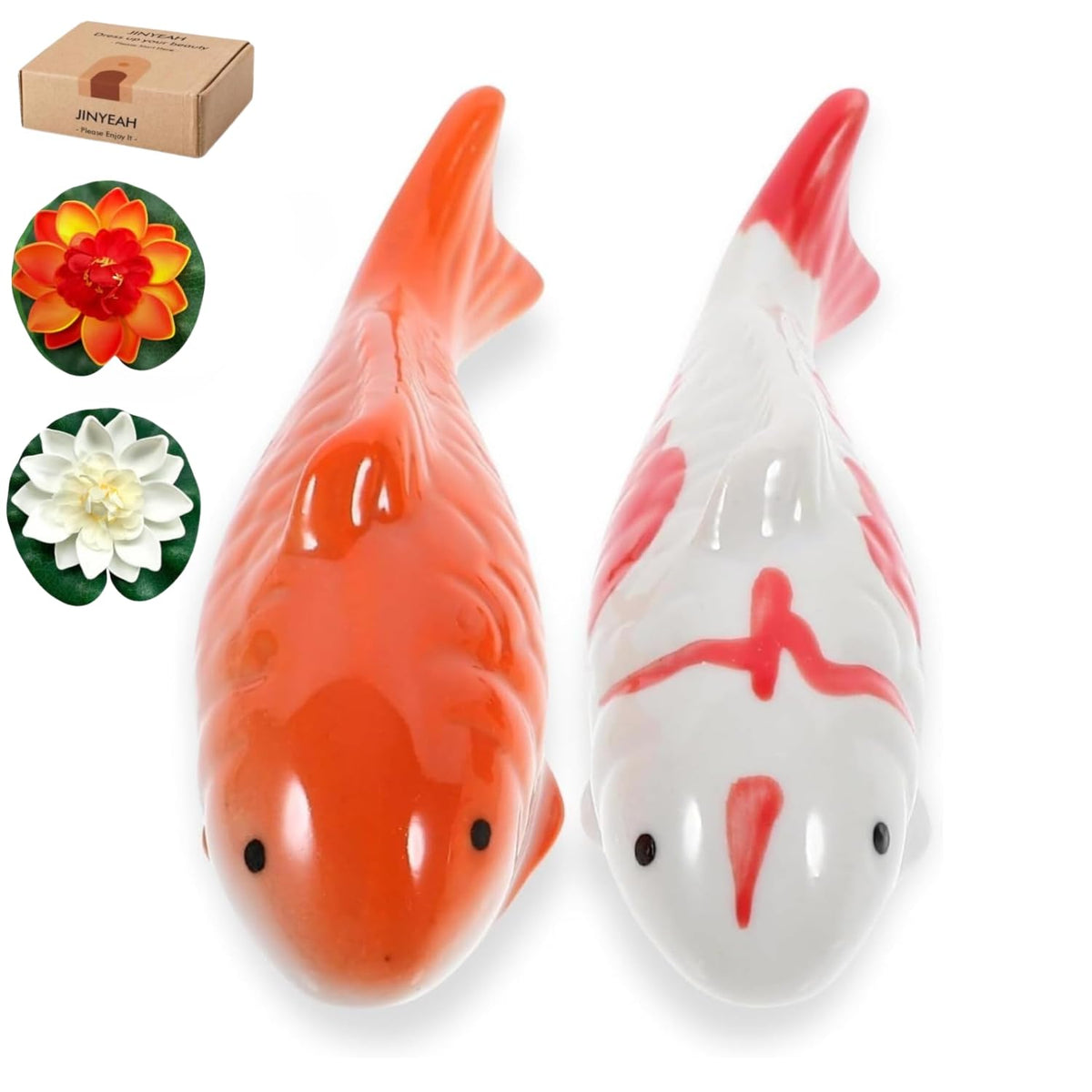 JINYEAH poisson koi céramique face avant montrant design et couleurs vives