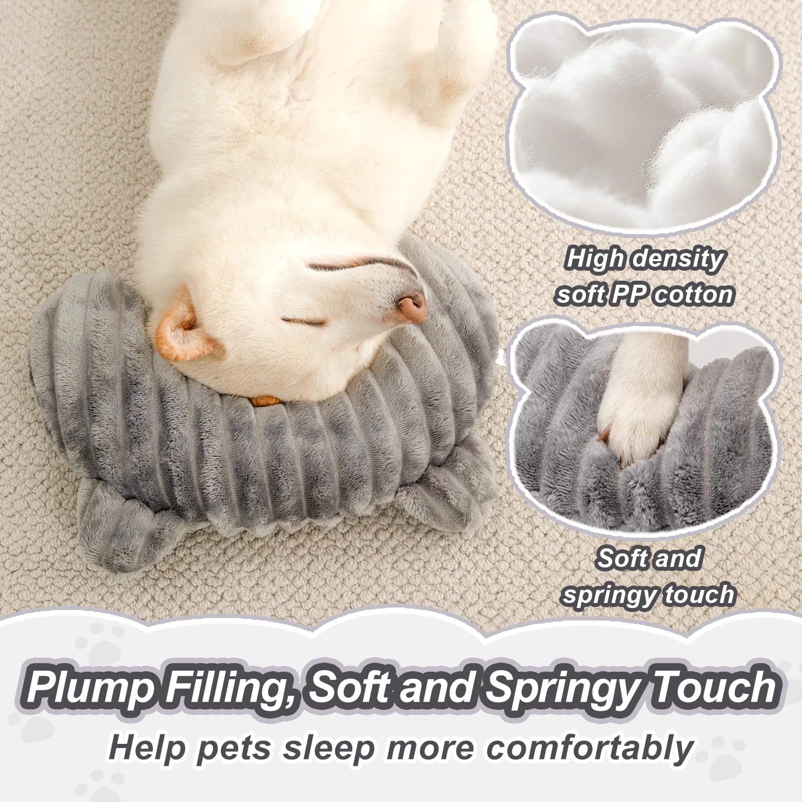 Chien reposant sur le coussin Jiupety pour apaiser et détendre