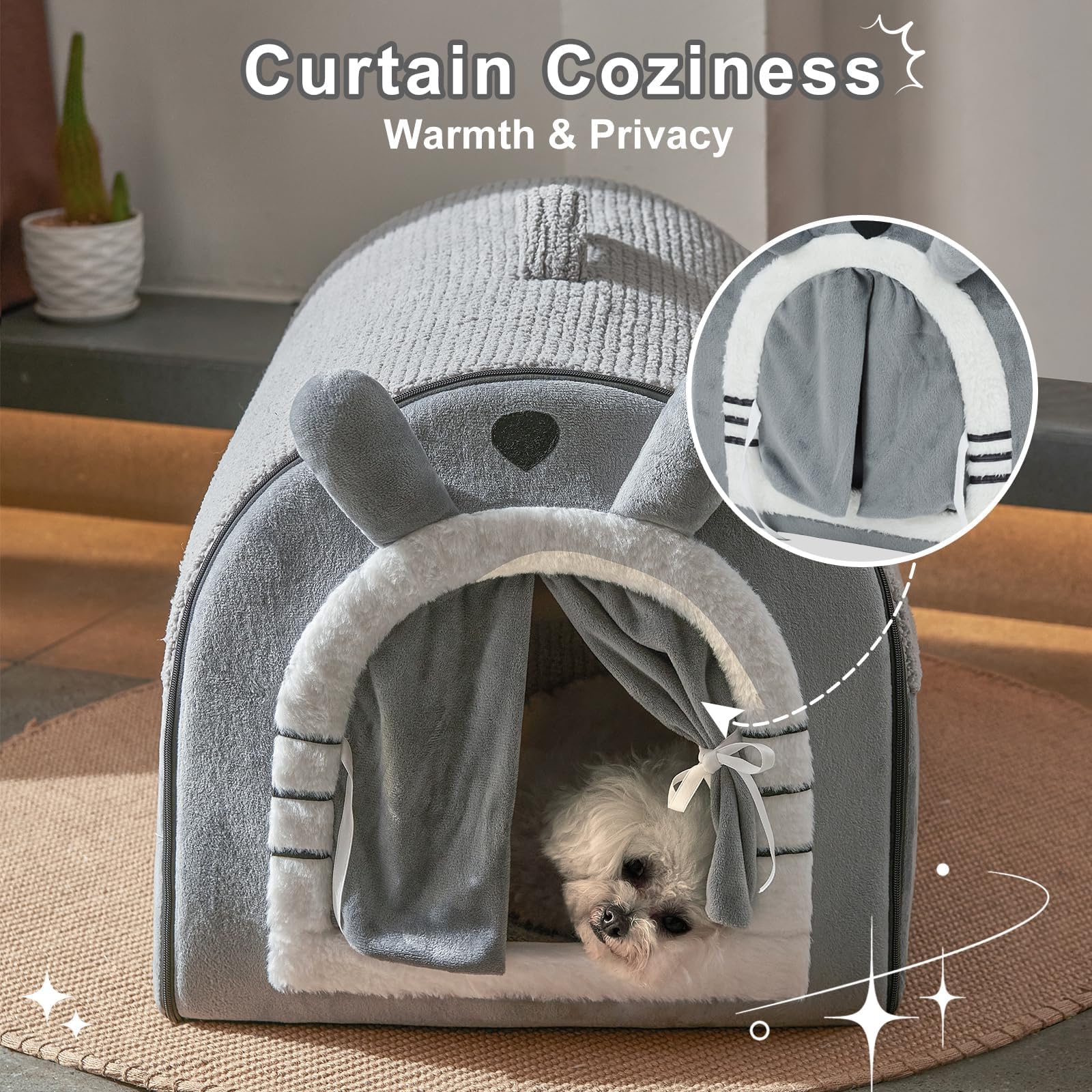 Jiupety niche en usage avec chaton blotti pour chaleur