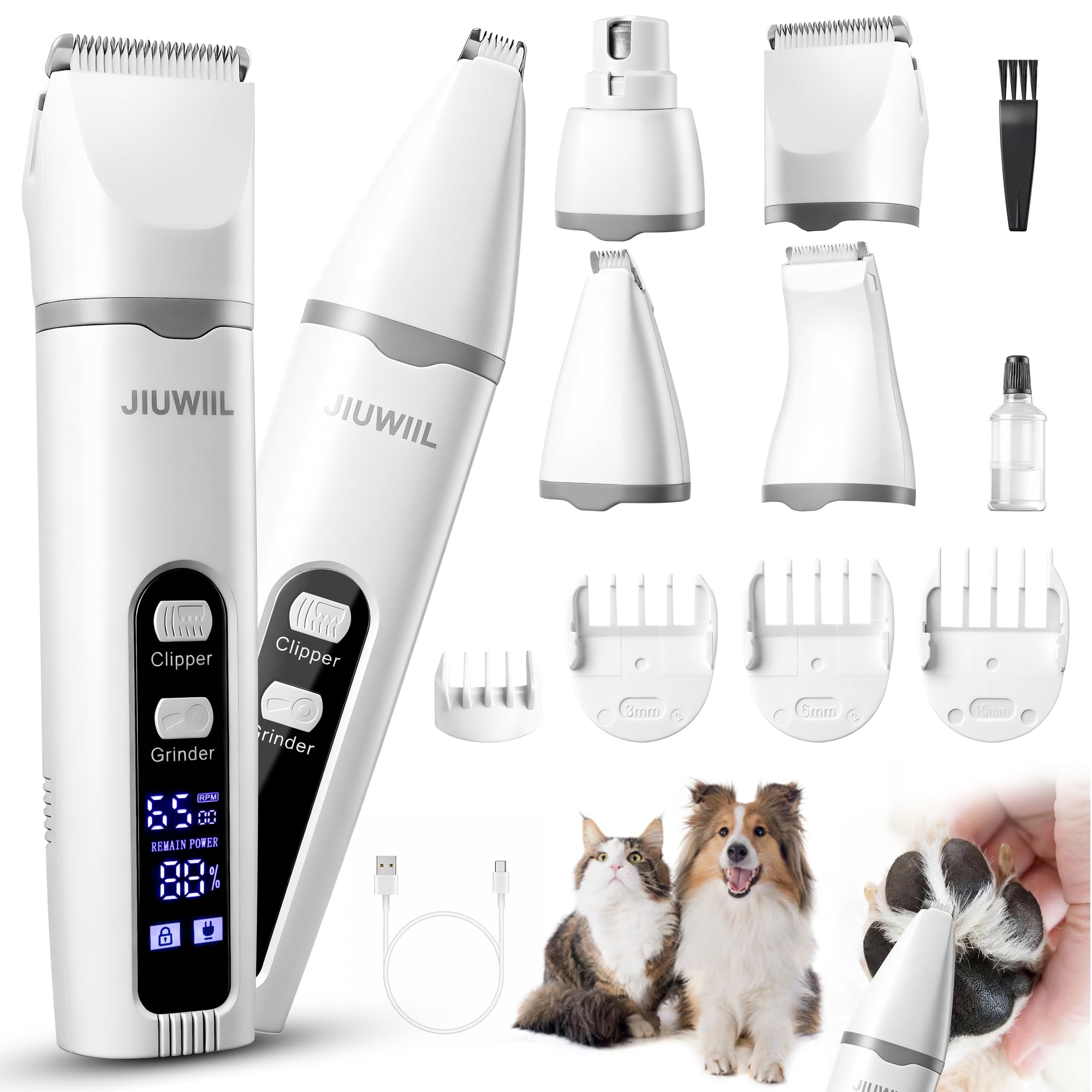 JIUWIIL tondeuse vue face montrant design ergonomique et maniabilité