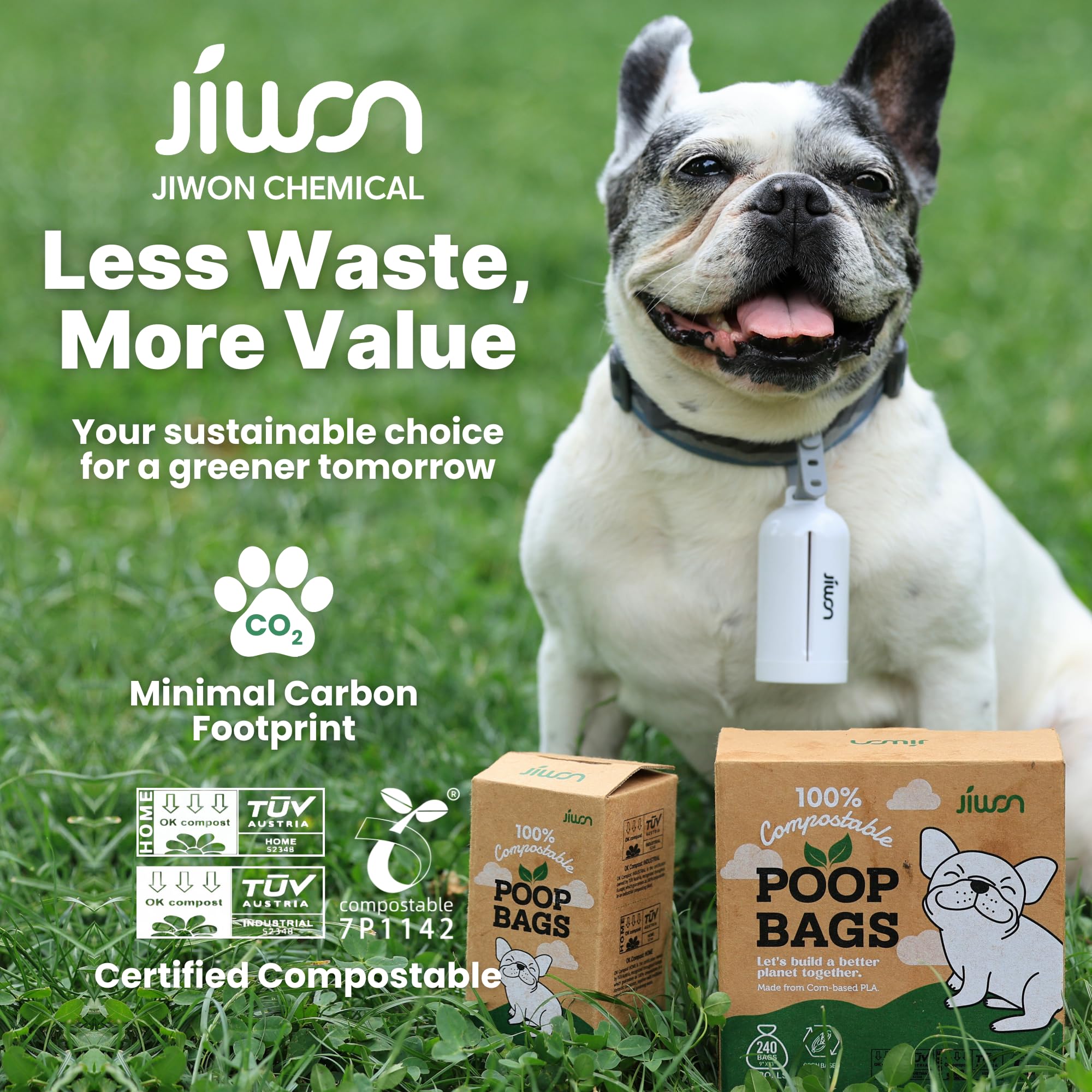 JIWON étiquette avec OK Compost & Seedling certifiant compostabilité