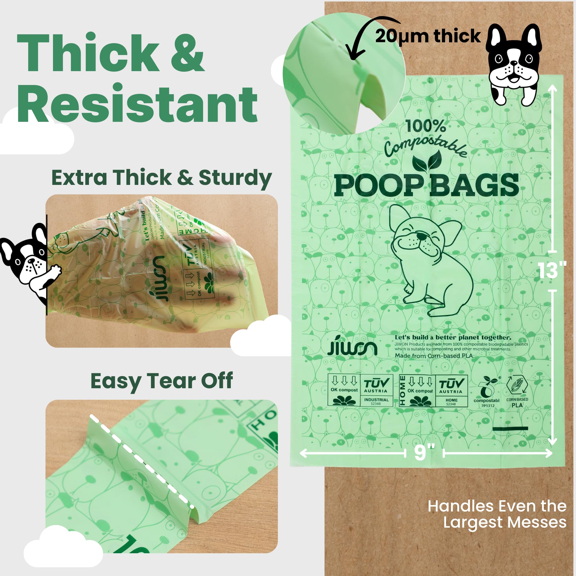 JIWON sac en usage extérieur ramassage hygiénique et sans fuite