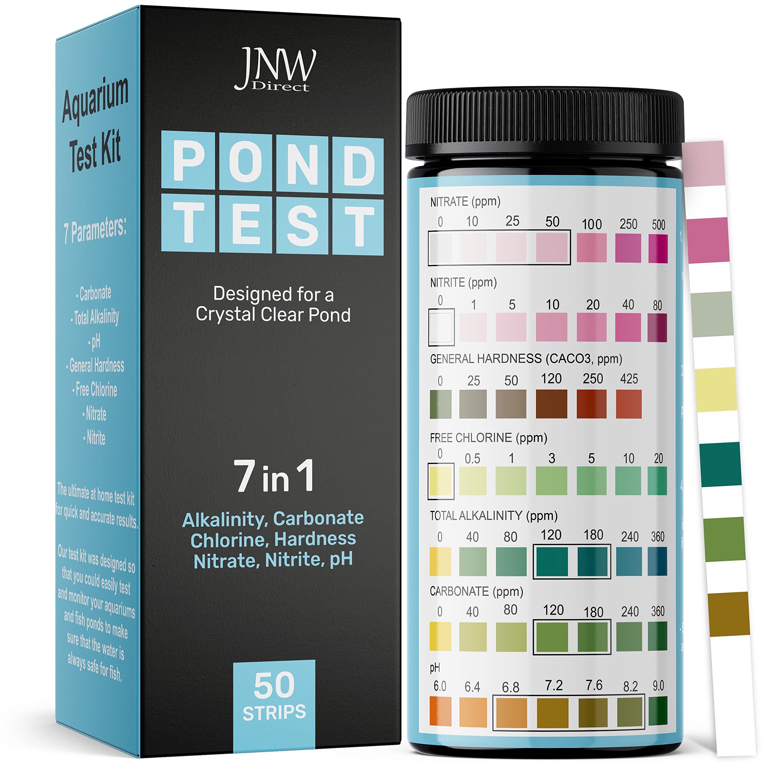 JNW Direct emballage avant montrant 50 bandelettes et informations produit