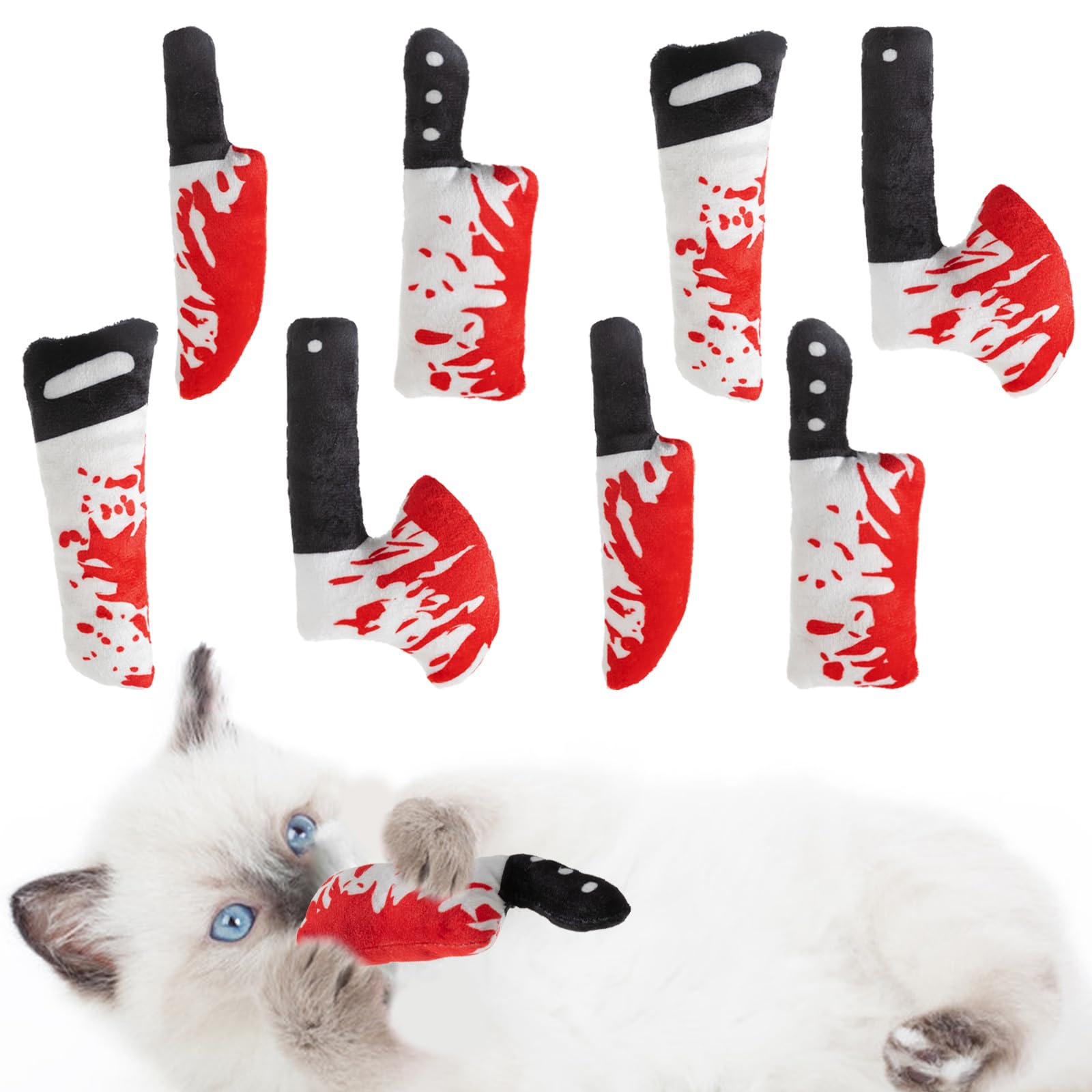 Jocomoni pack de huit couteaux peluche pour jeu festif et stimulation