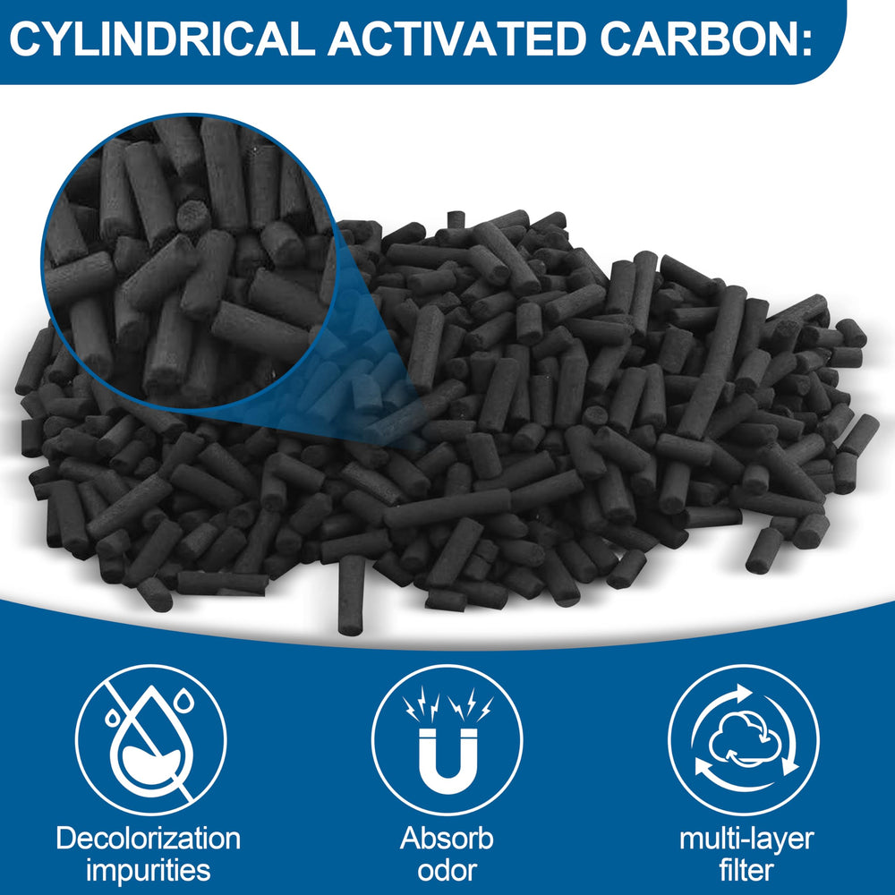JODDMTTY gros plan des granulés de charbon montrant texture poreuse pour meilleure adsorption