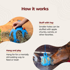 Jolly Pets Hay Ball suspendu en box pour réduire l'ennui du cheval