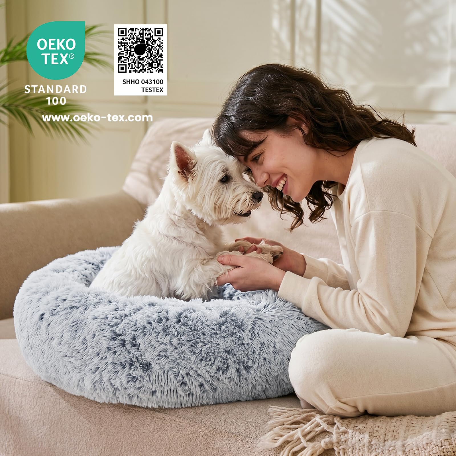 JOLLYVOGUE chien allongé dans le lit donut pour détente et apaisement