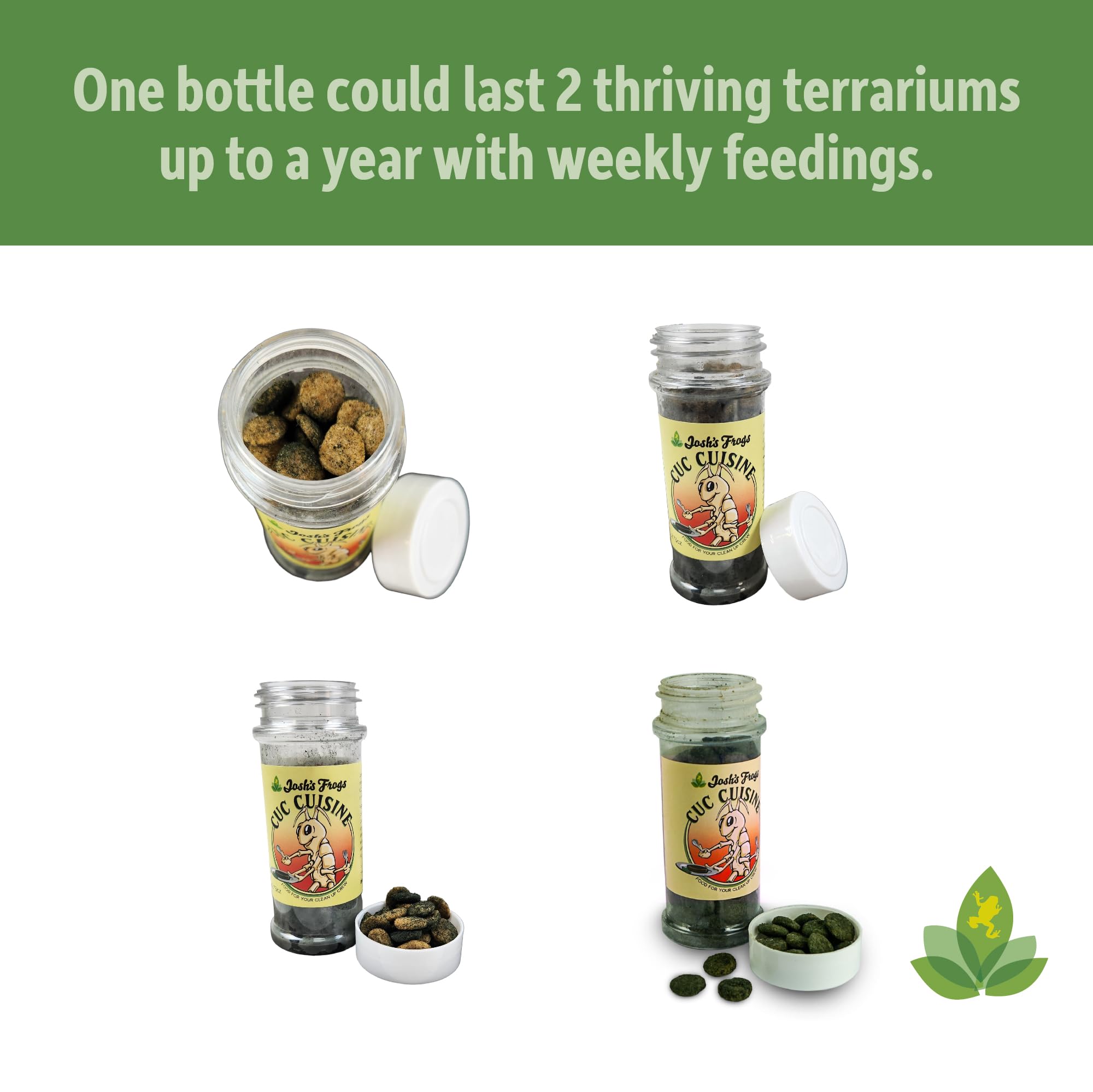 Josh's Frogs comparaison taille indiquant 2,75 oz pour plusieurs usages