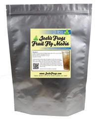 Josh's Frogs emballage face montrant sac de 3 lb pour cultures de drosophiles, facilite la gestion