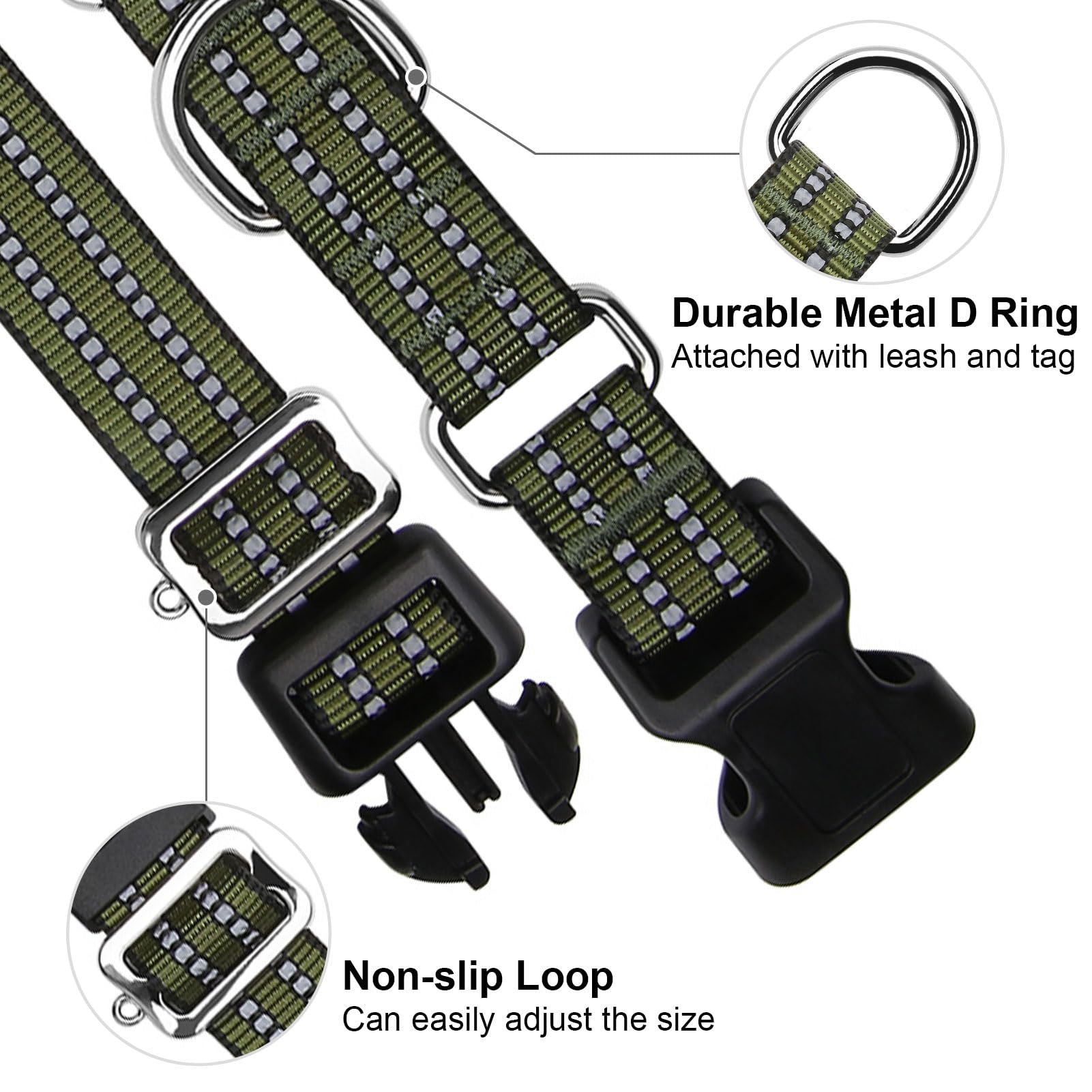 Joyeeiioo collier martingale boucle à dégagement rapide pour retrait sécurisé