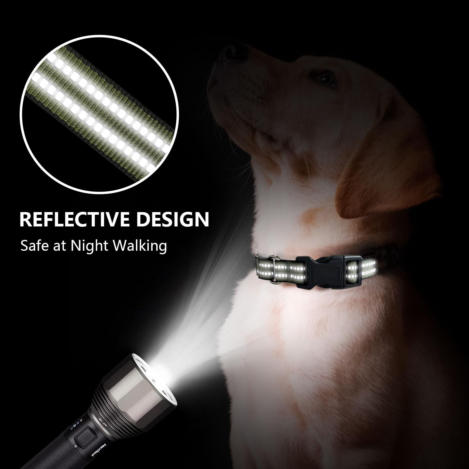 Joyeeiioo collier martingale fils réfléchissants augmentant visibilité nocturne