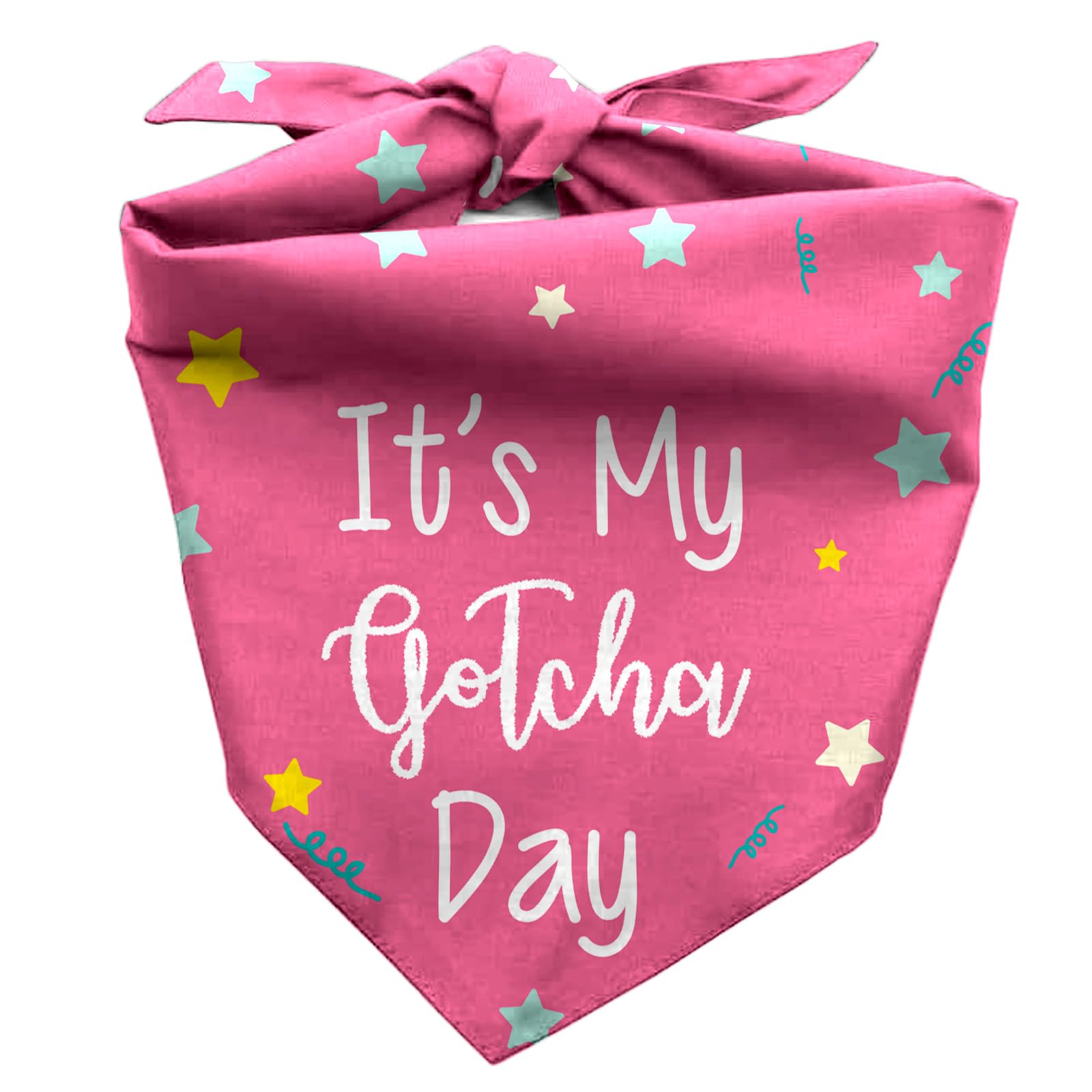 Joyriza bandana vue avant montrant le message "It's My Gotcha Day" pour photos mémorables