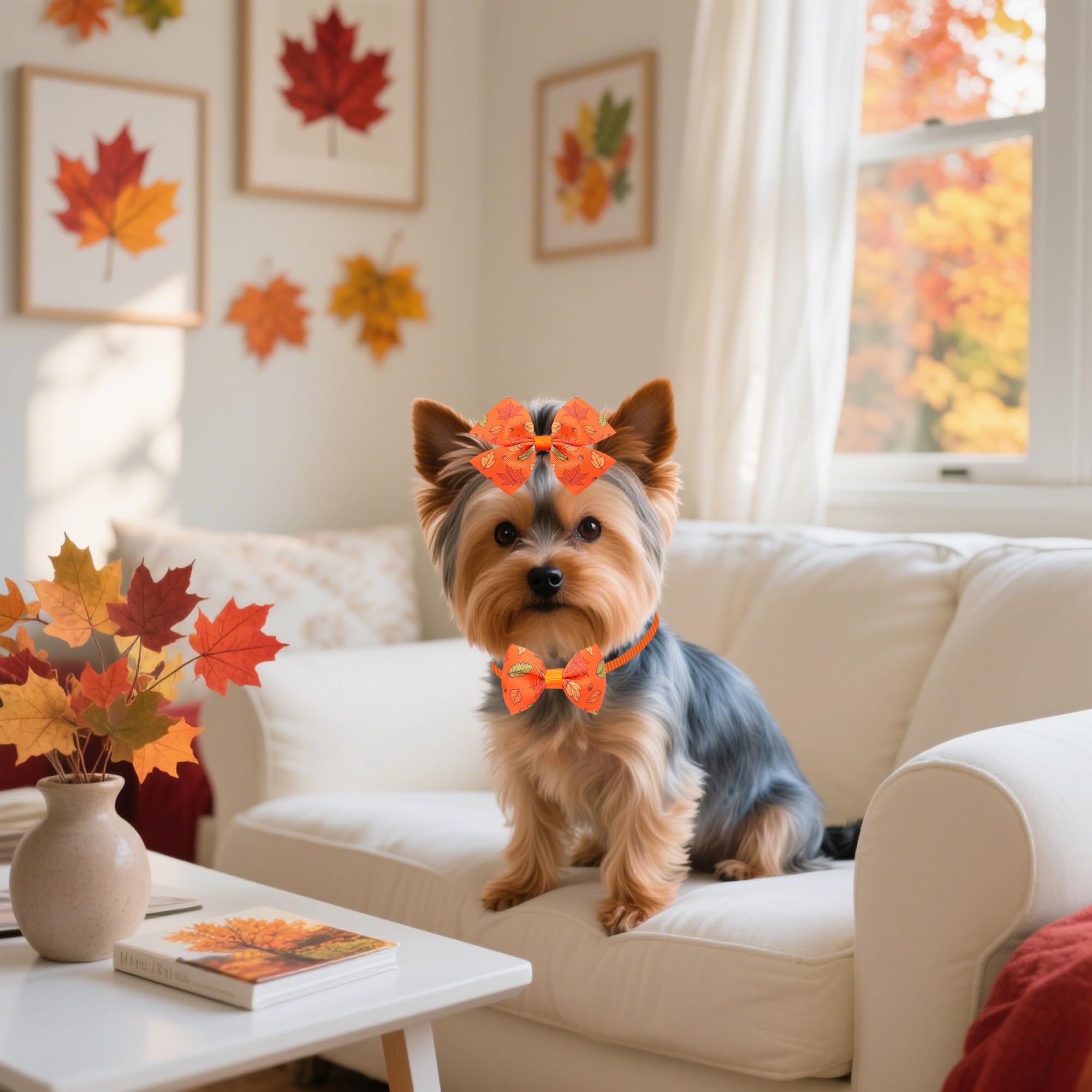 JpGdn chien portant accessoires d'automne en promenade pour look festif