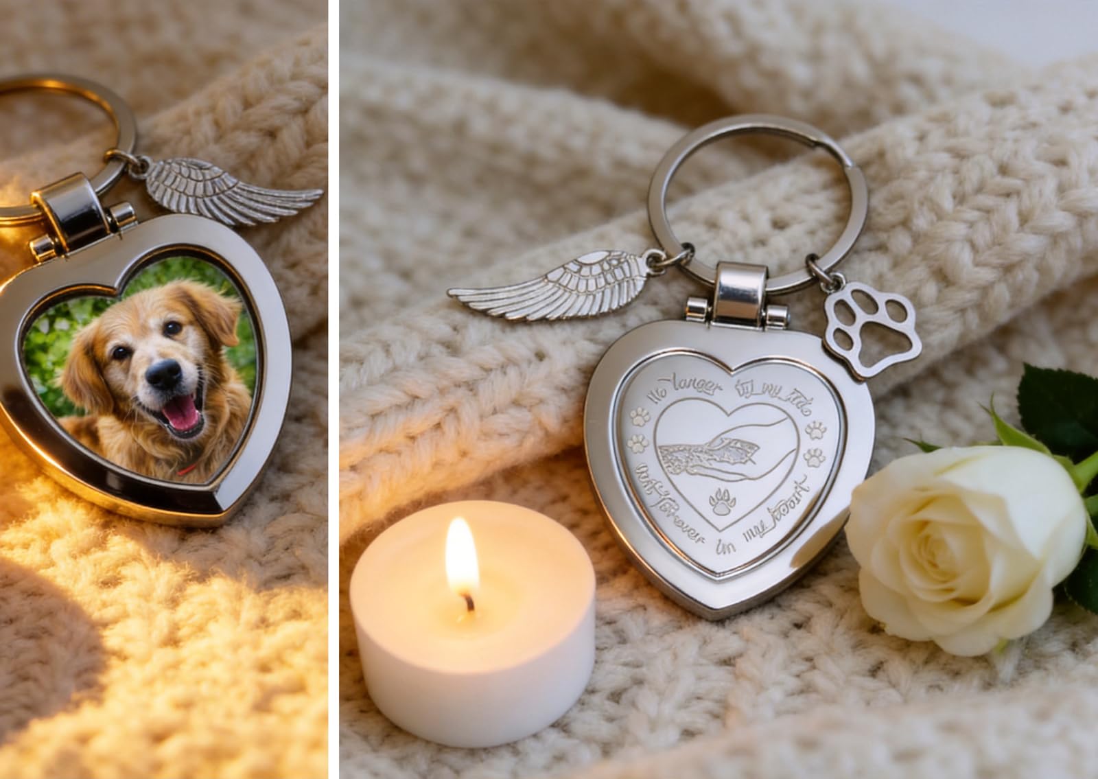 JPYTH porte‑clés avec trois breloques aile, patte et coeur évoquant réconfort symbolique