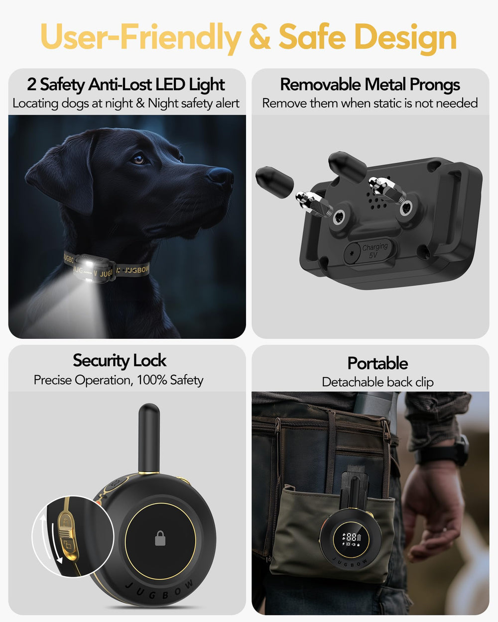 Jugbow lumière LED du collier améliorant visibilité nocturne et localisation du chien