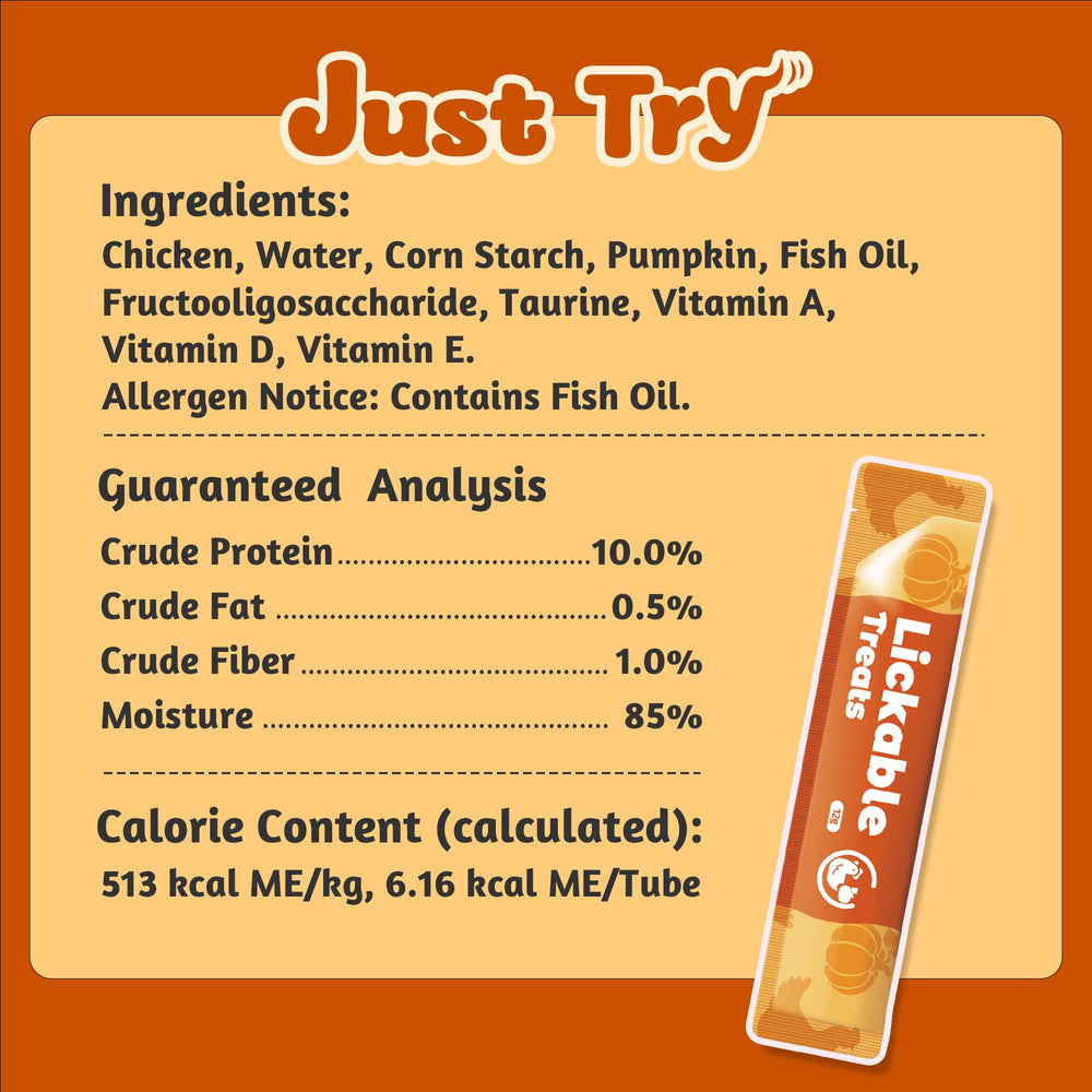 Just Try tube posé dans la main pour évaluer taille et portion pratique