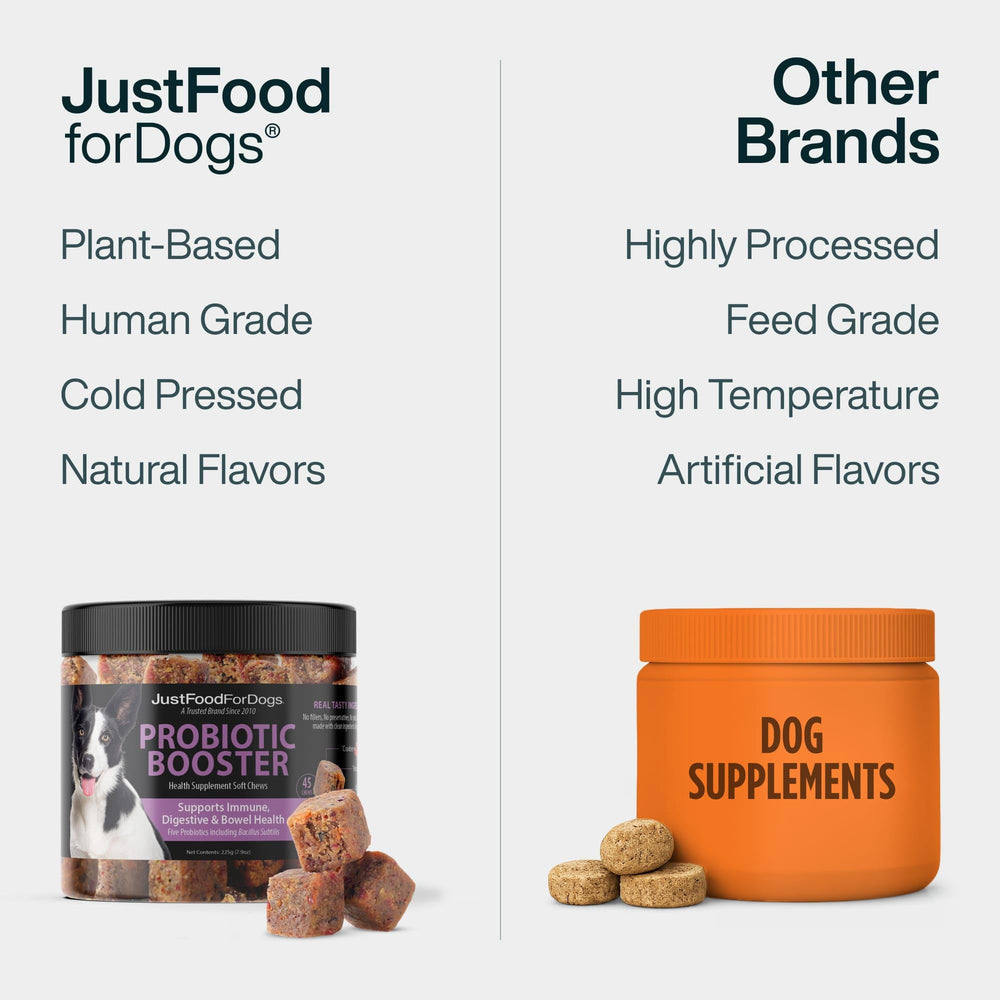 JustFoodForDogs comparaison taille du chew dans une main pour dosage visuel