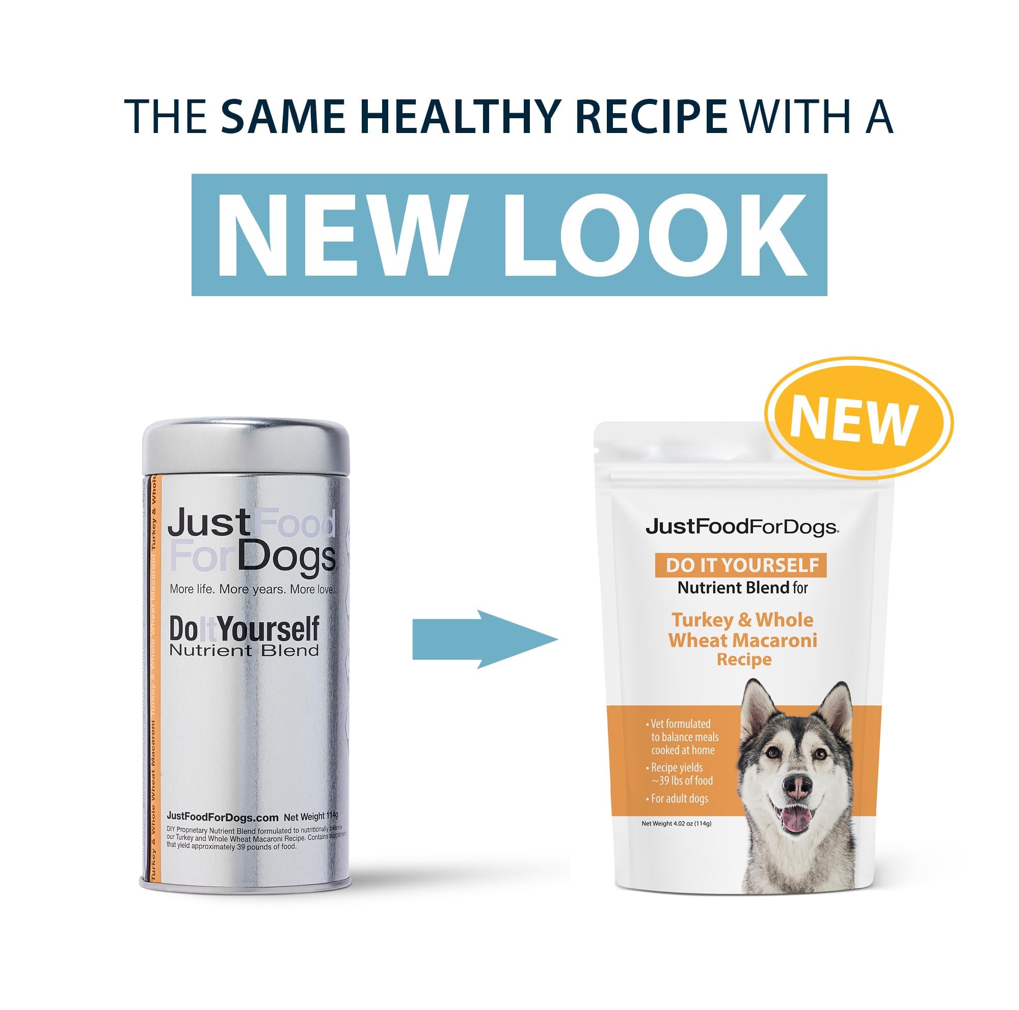 JustFoodForDogs gros plan de la poudre montrant texture et mélange complet