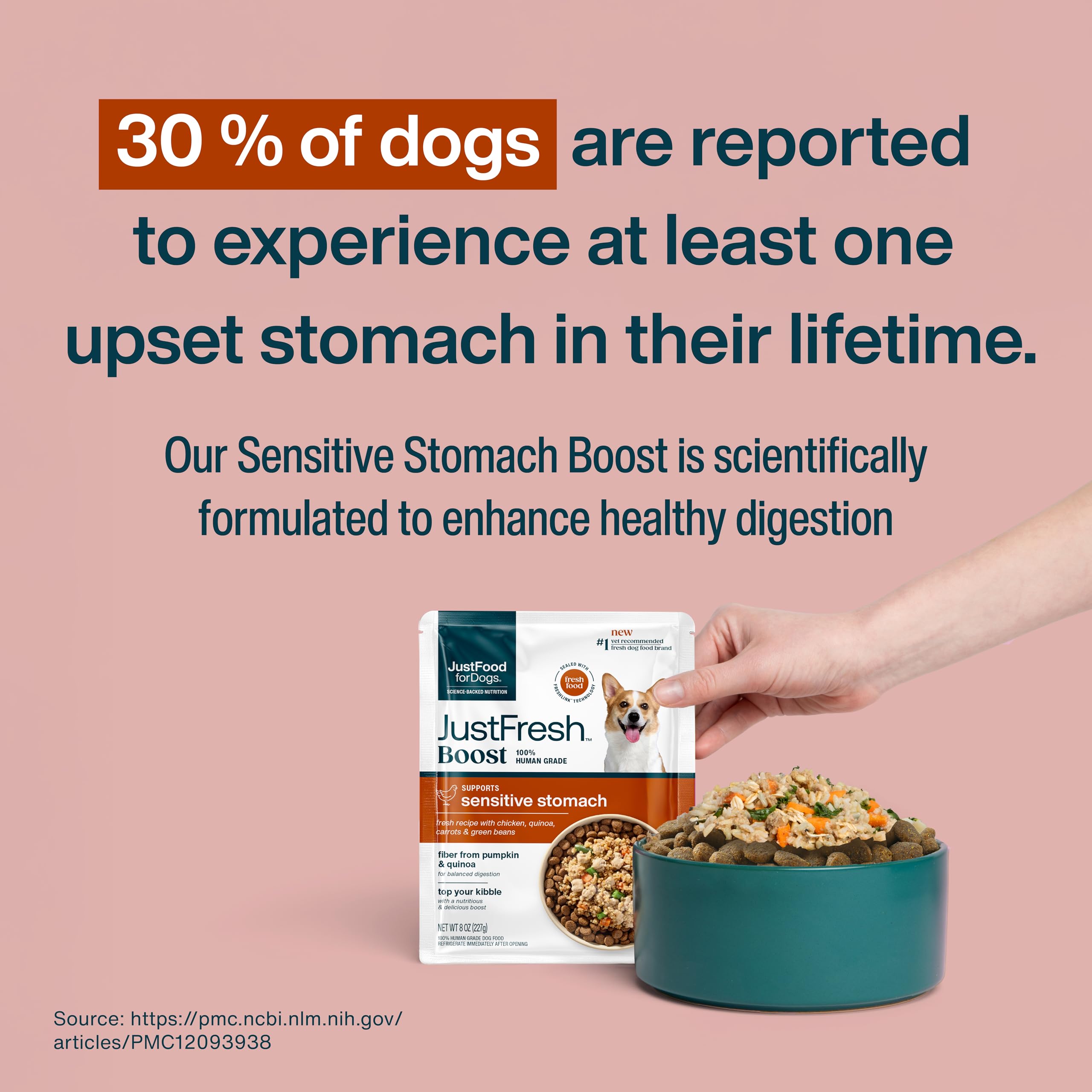 JustFoodForDogs bol servi sur croquettes rehausseur d'appétence pour chiens difficiles