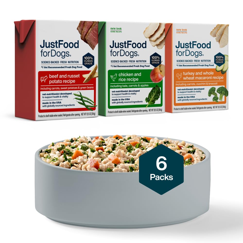 JustFoodForDogs packaging avant montrant l’emballage pratique et sans conservateurs