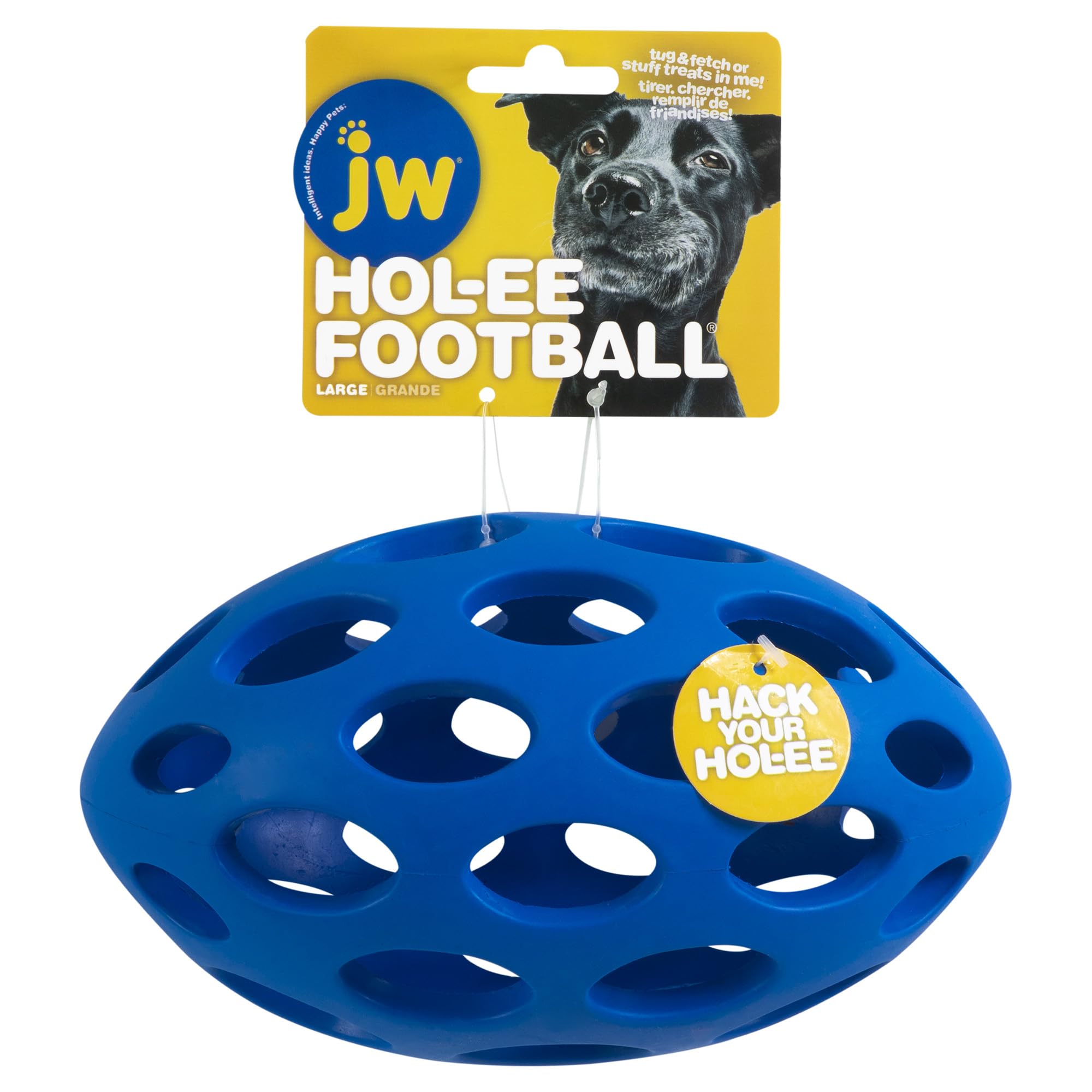 JW Hol-ee Football vue avant montrant la forme ouverte et l’utilité pour offrir des friandises
