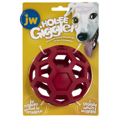 JW HOL-ee Giggler face emballage montrant couleur rouge et format medium bénéfice stimulation
