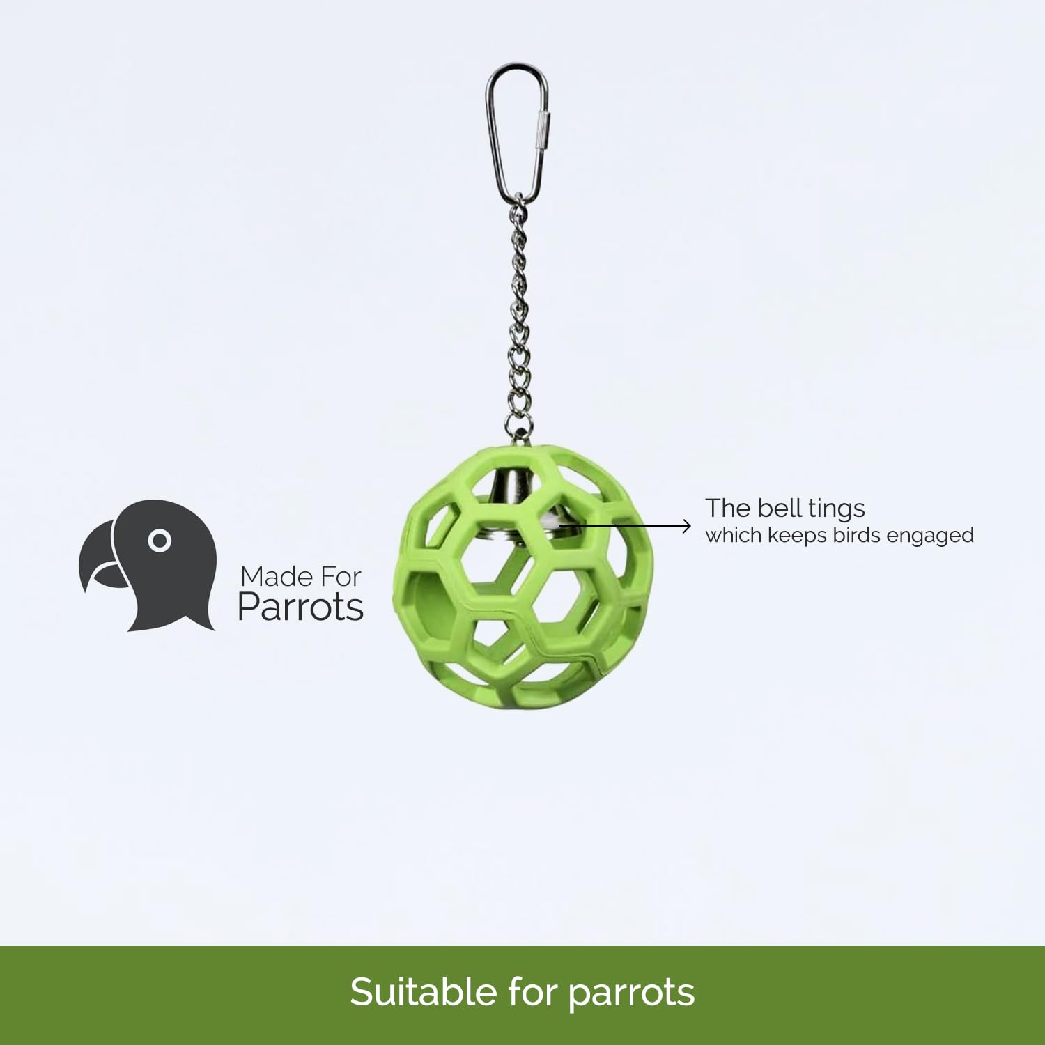 JW Hol-ee Roller en usage par perroquet développe coordination bec-patte