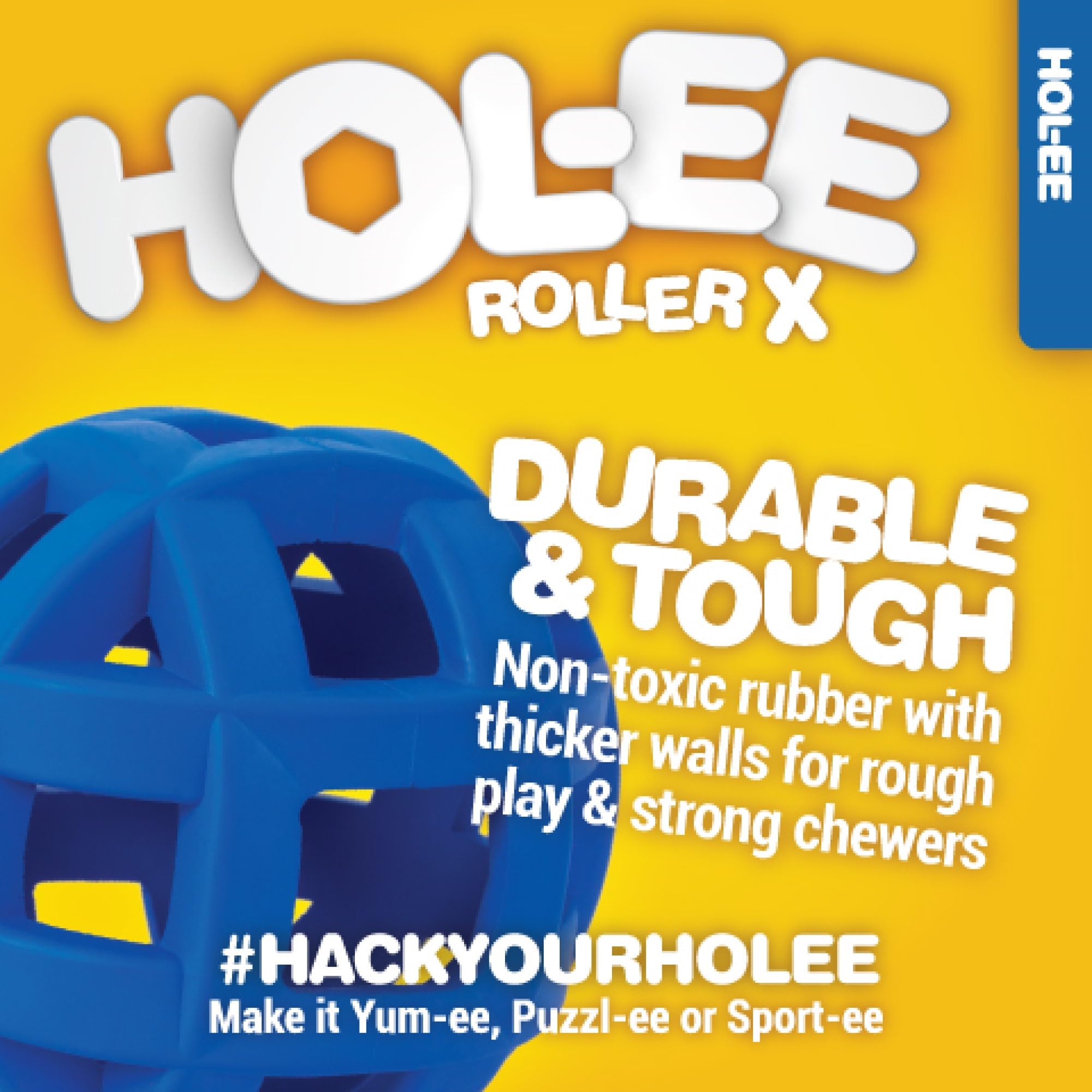 Comparaison JW Hol-ee Roller Extreme à la main indiquant taille 11,5 cm utile