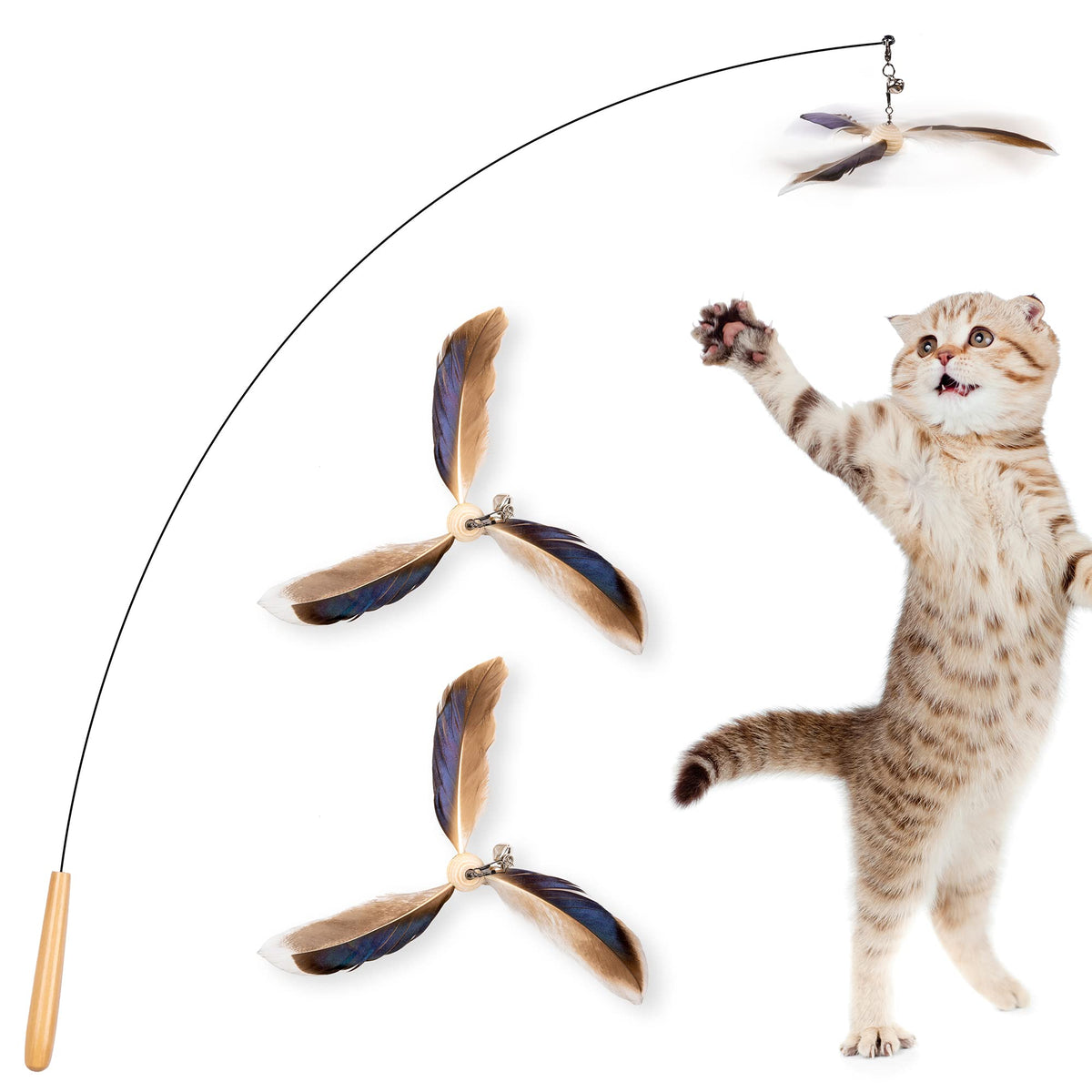 JXFUKAL baguette face avant montrant le fil, attire et amuse le chat