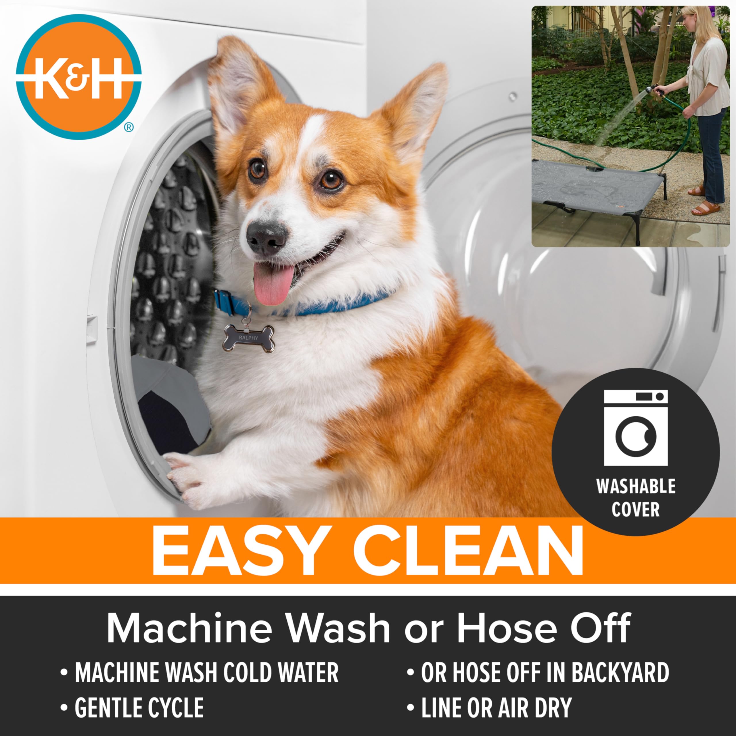 K&H lit medium avec chien pour comparaison de taille