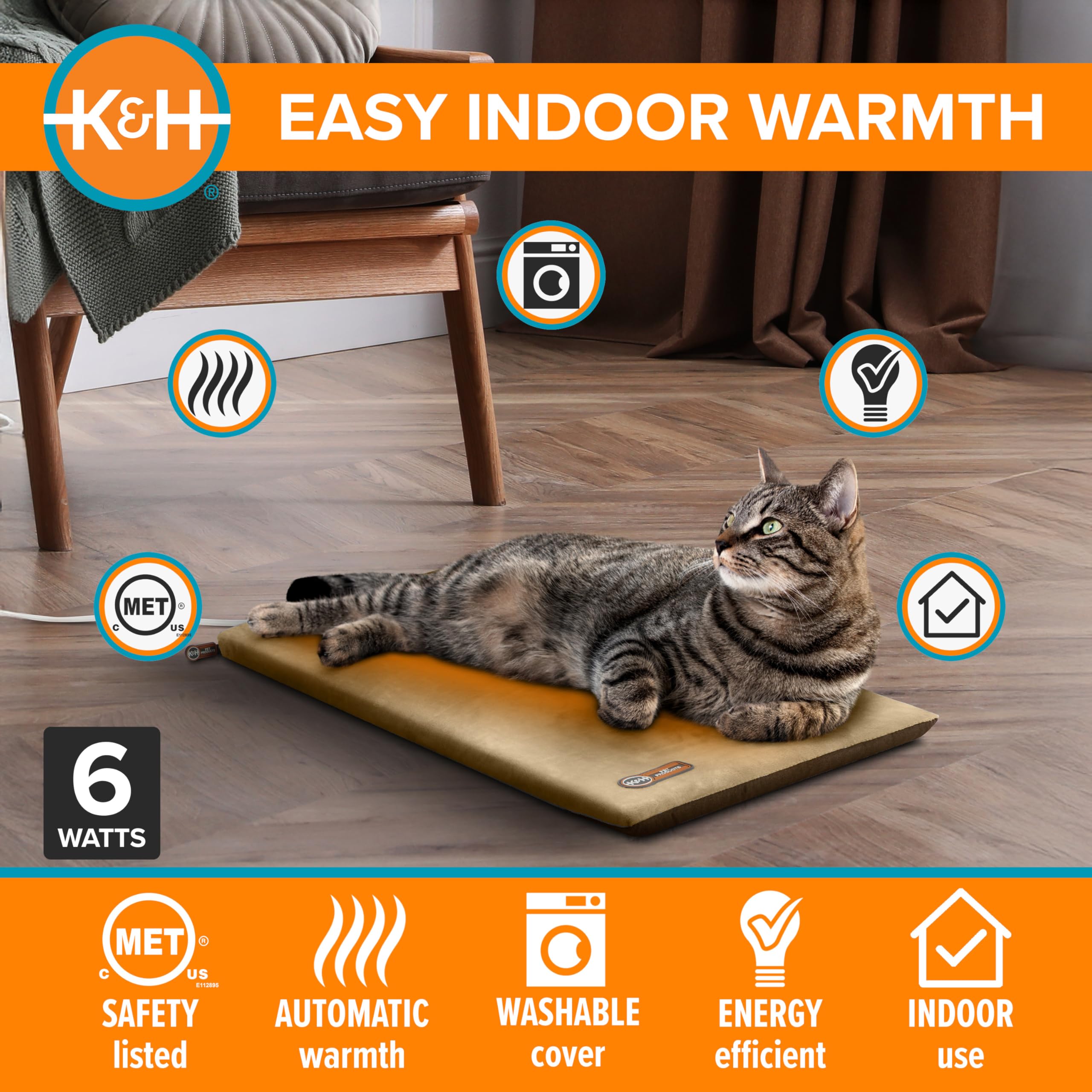 K&H Thermo-Kitty Mat chat allongé utilisant le tapis pour chaleur ciblée