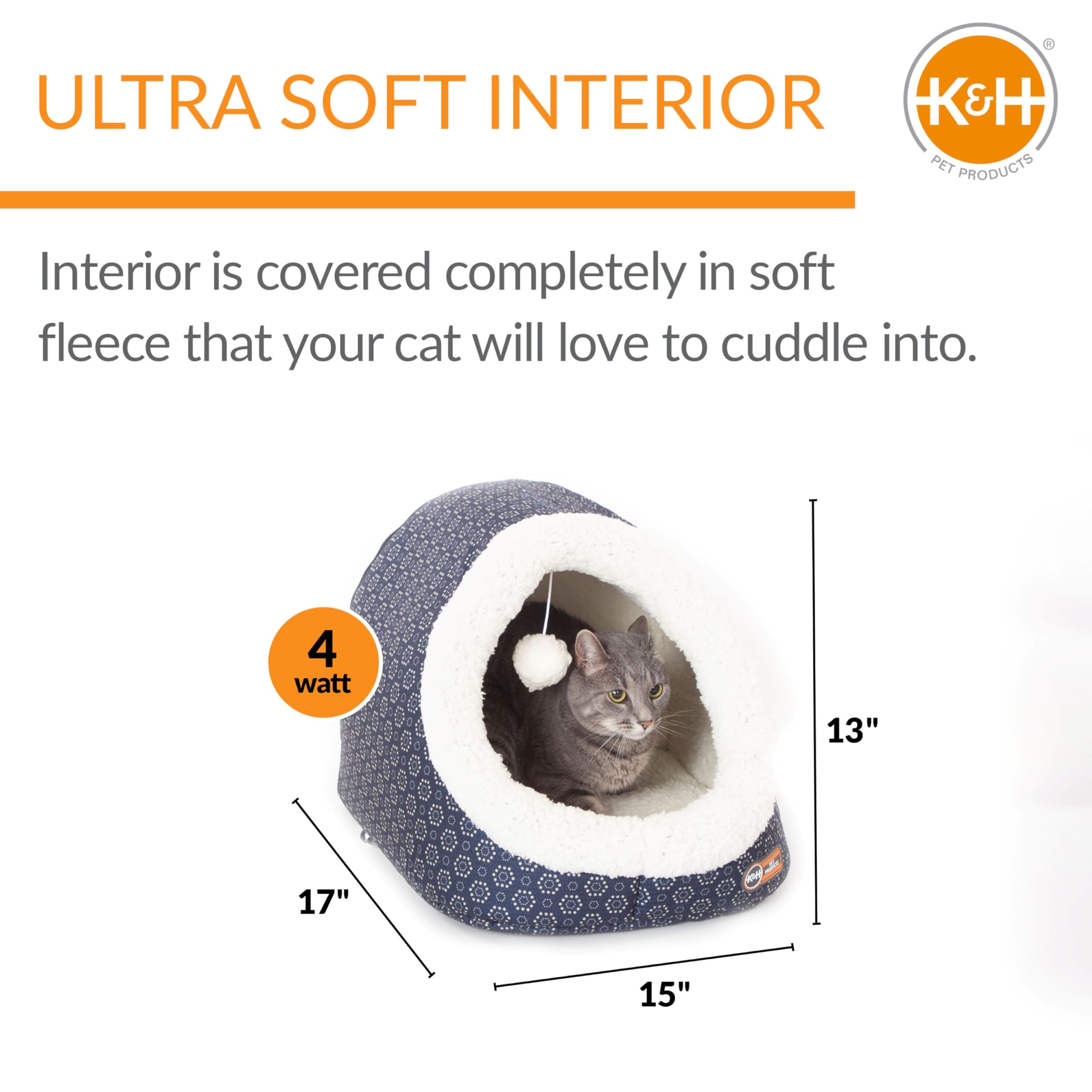 K&H Thermo-Pet Cave intérieur en polaire douce apportant chaleur et confort
