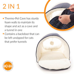 K&H Thermo-Pet Cave gros plan motif géométrique polyester, look moderne et durable